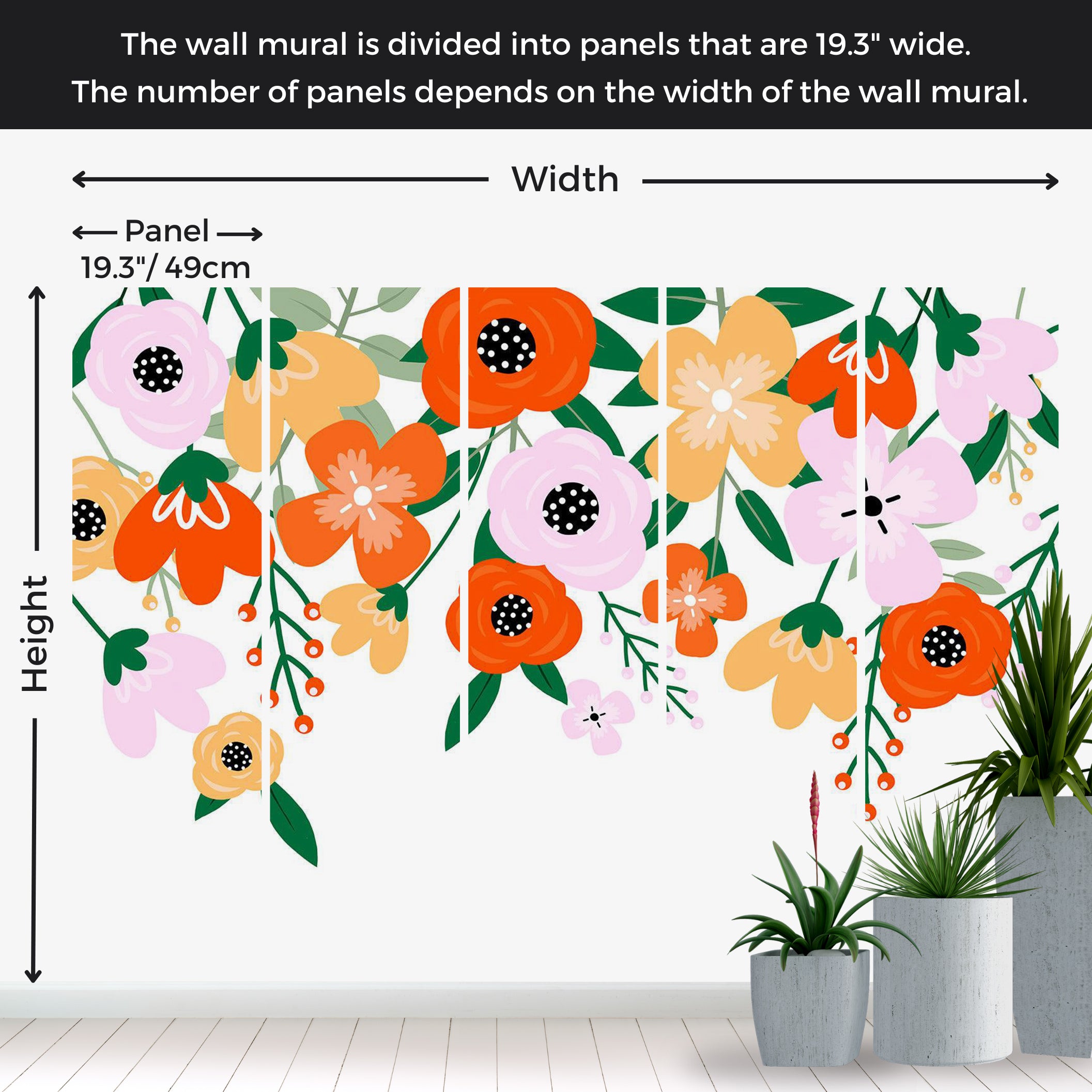 Peel & Stick Floral Wall Mural - Orange Abstract Bloom 38"Wx27"H
