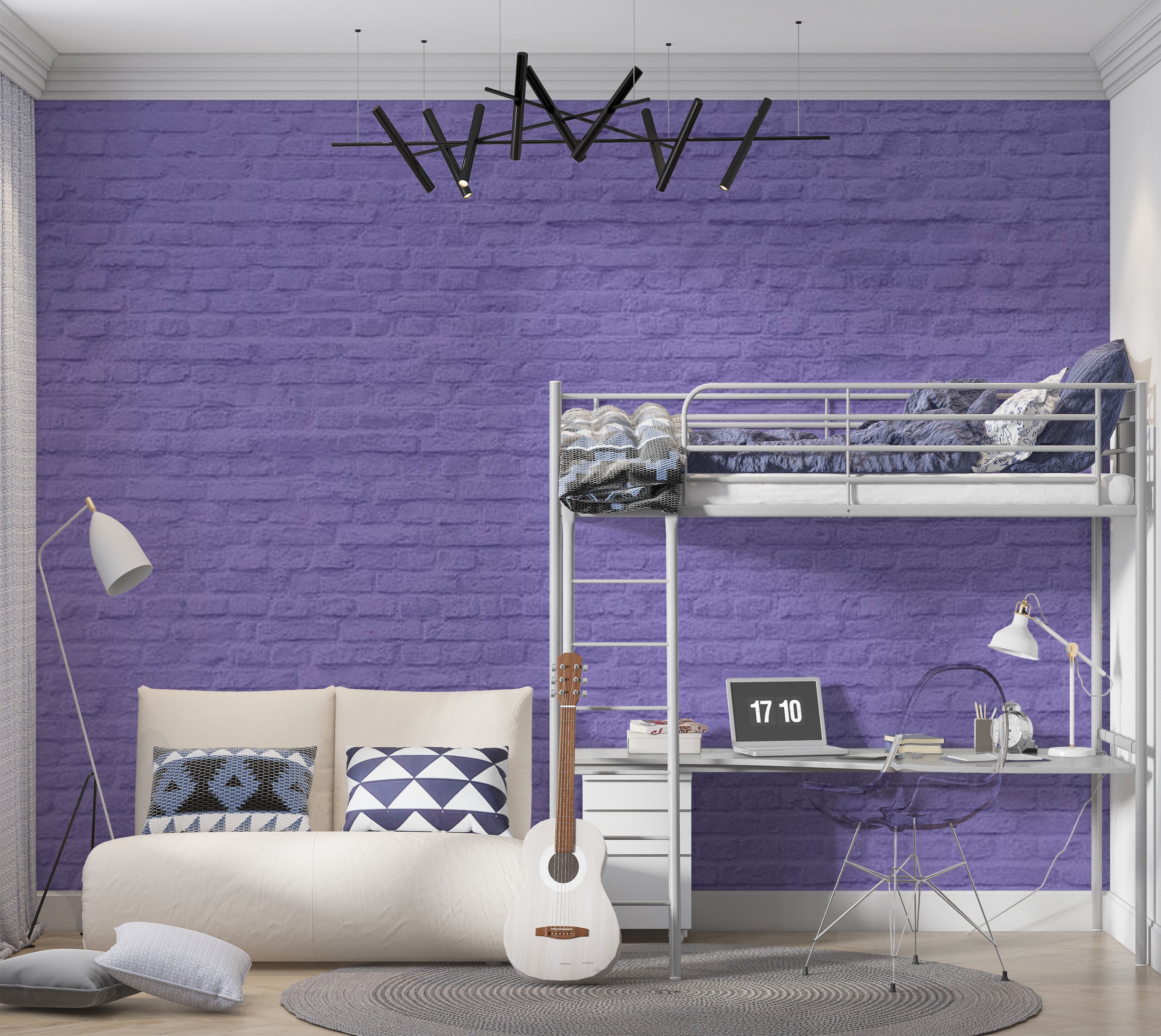 Background & Patterns Wallpaper Wall Mural - Purple Painted Brick Wall 39"Wx27"H