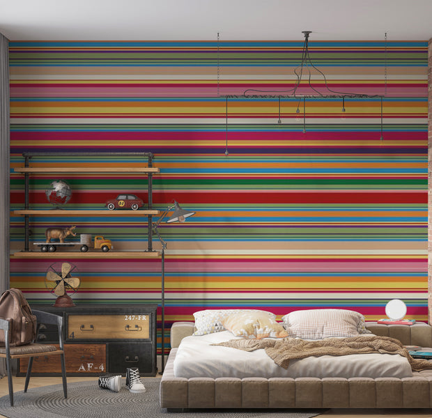 Abstract Wallpaper Wall Mural - Subdued Stripes 118"Wx90"H