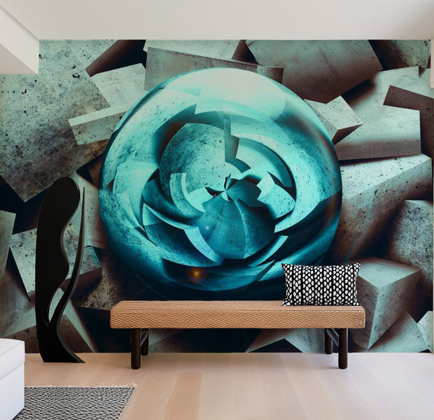 Abstract Wallpaper Wall Mural - Blue Glow 39"Wx27"H