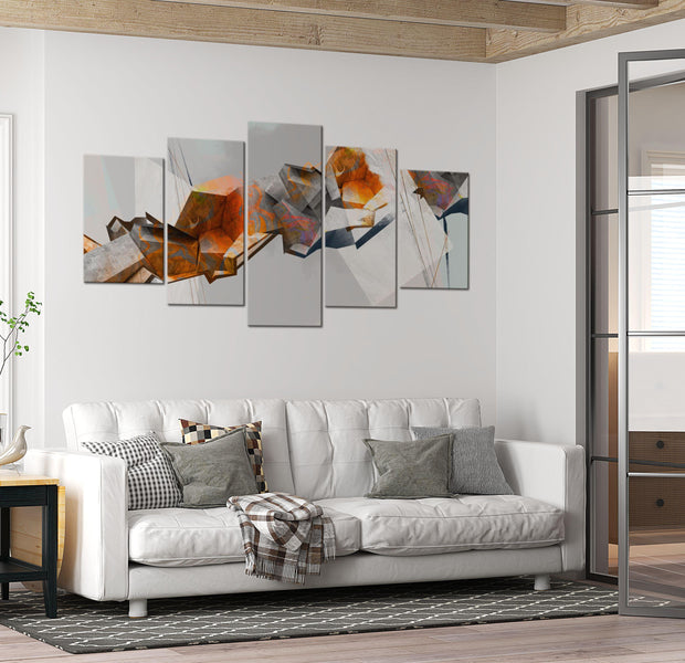 Abstract Canvas Wall Art - Fiery Blocks - 5 Pieces