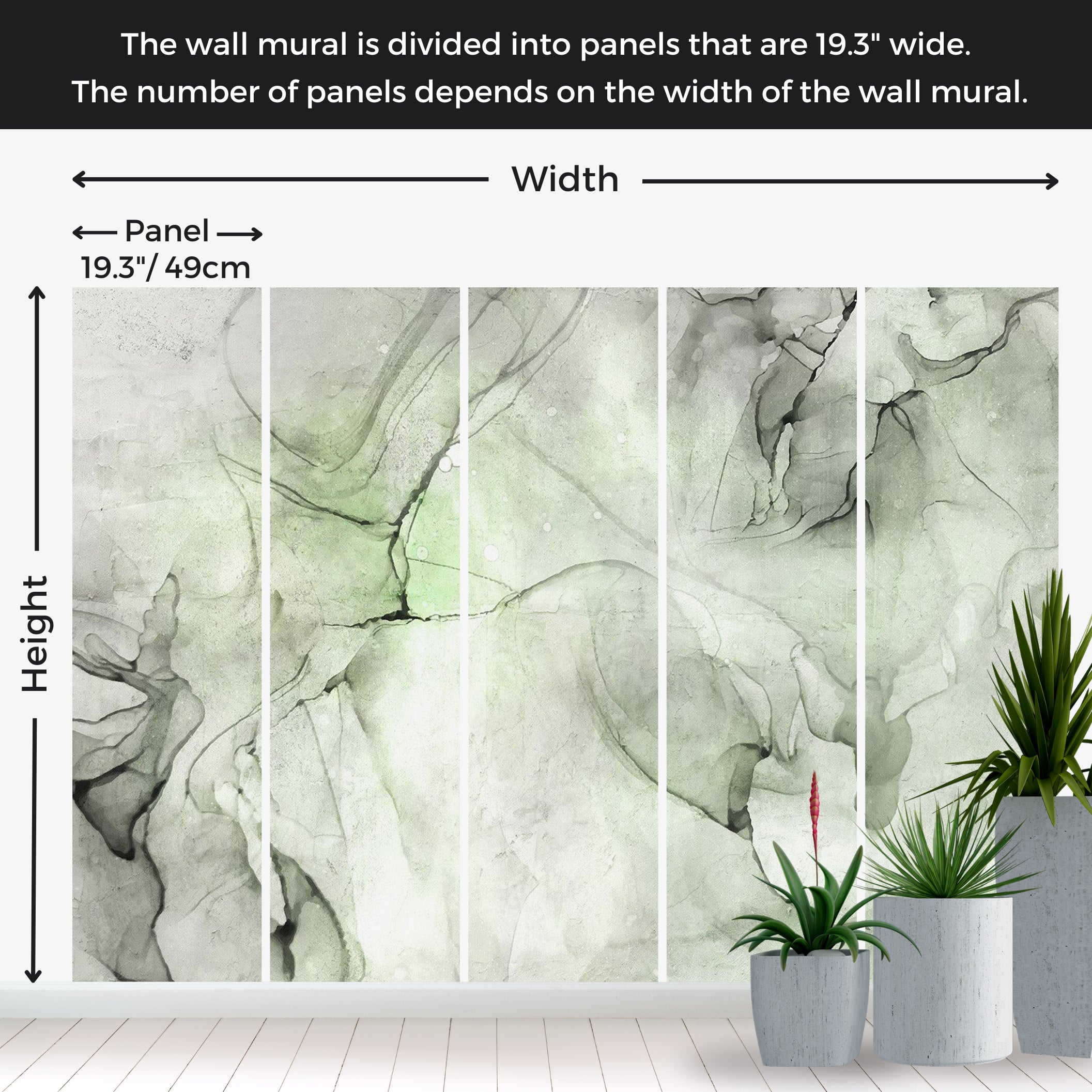 Peel & Stick Wall Mural - Green Black Ink 38"Wx27"H