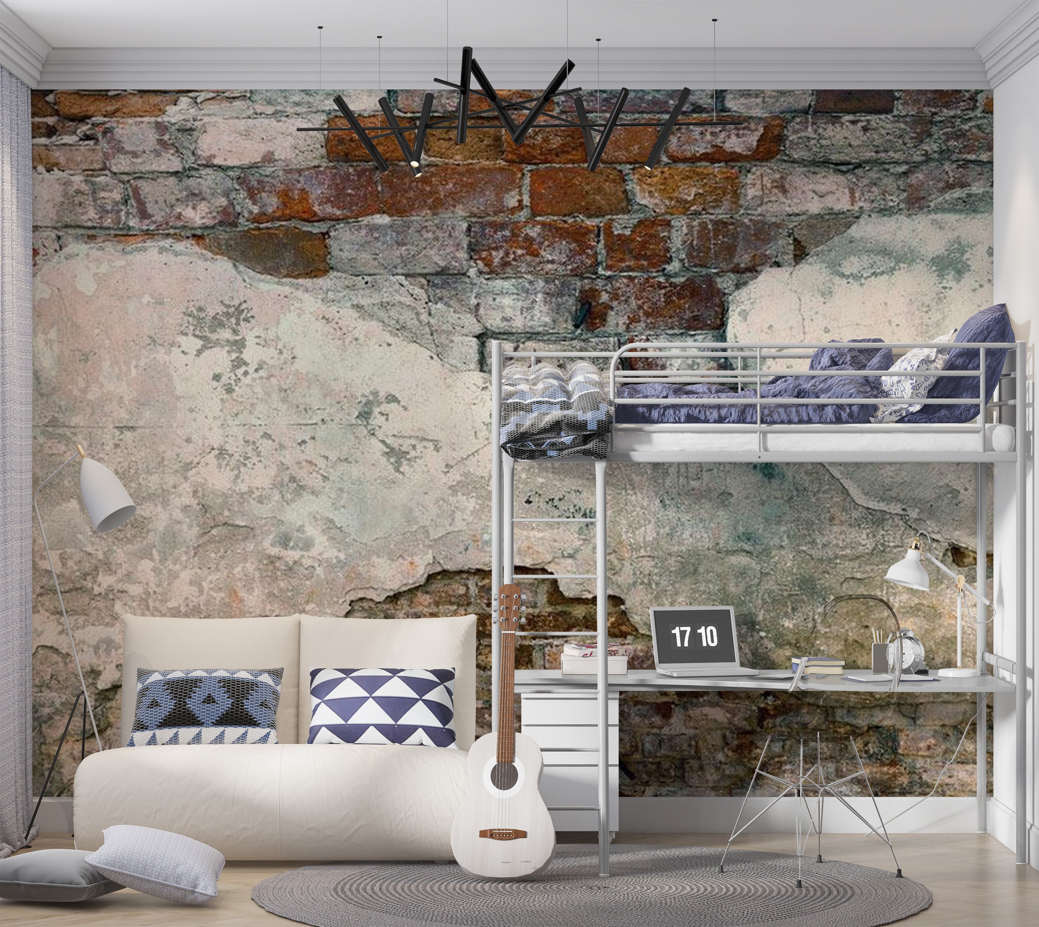 Background & Patterns Wallpaper Wall Mural - Old Brick Plaster Wall 39"Wx27"H