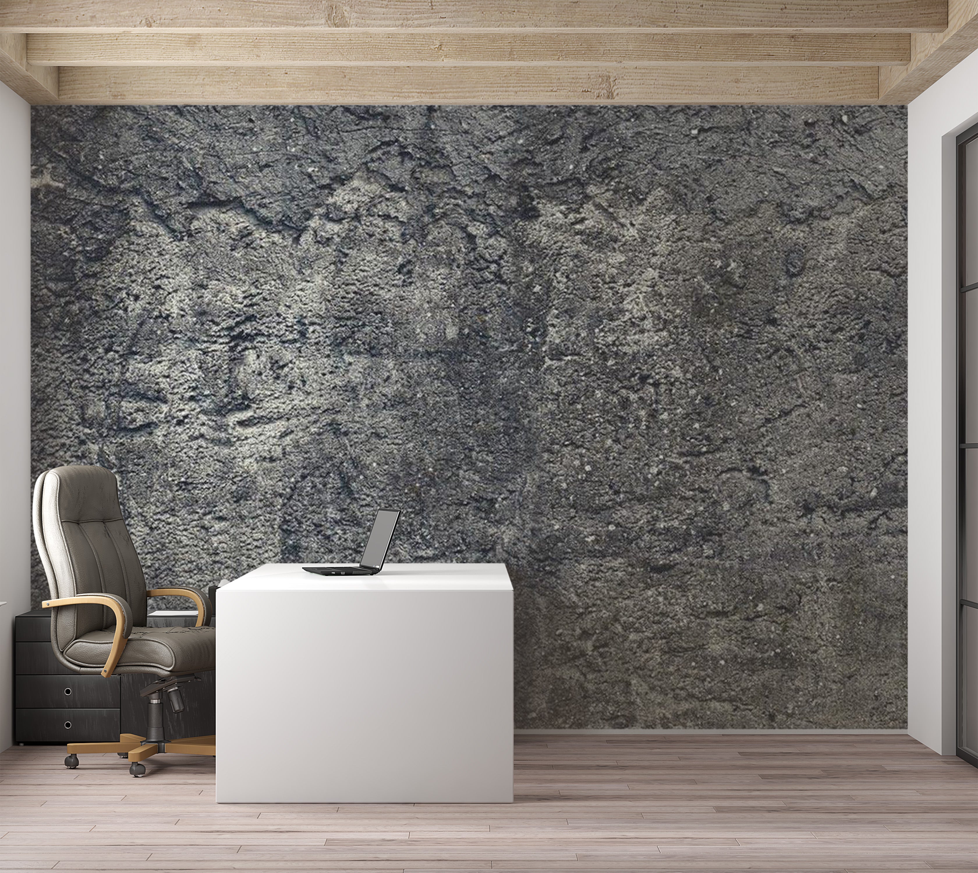 Background & Patterns Wallpaper Wall Mural - Dark Concrete Plaster Wall 39"Wx27"H