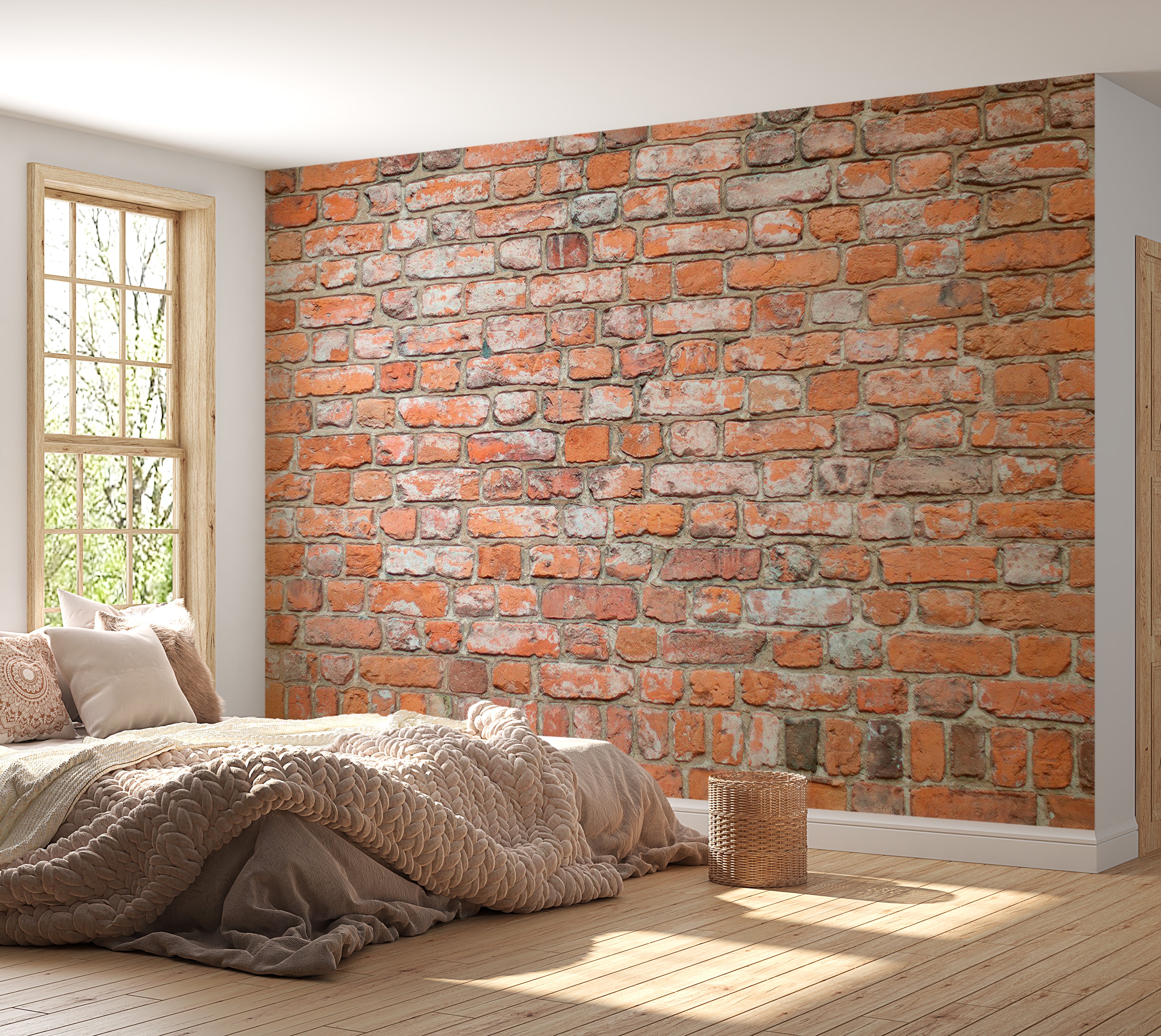 Peel & Stick Wall Mural - Red Brick Loft Wall 38"Wx27"H
