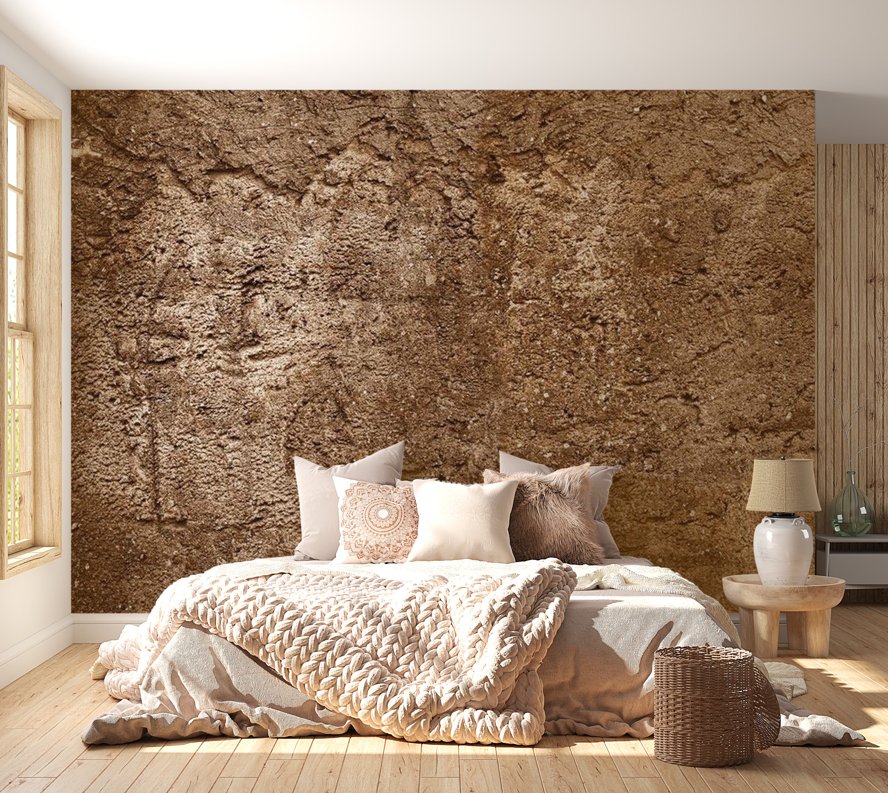 Background & Patterns Wallpaper Wall Mural - Old Brown Concrete Wall 39"Wx27"H