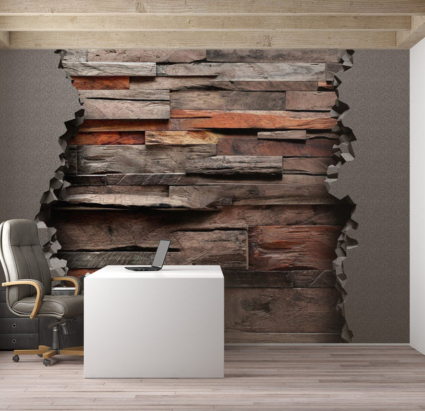 Background & Patterns Wallpaper Wall Mural - Hidden Brown Slate Wall 39"Wx27"H