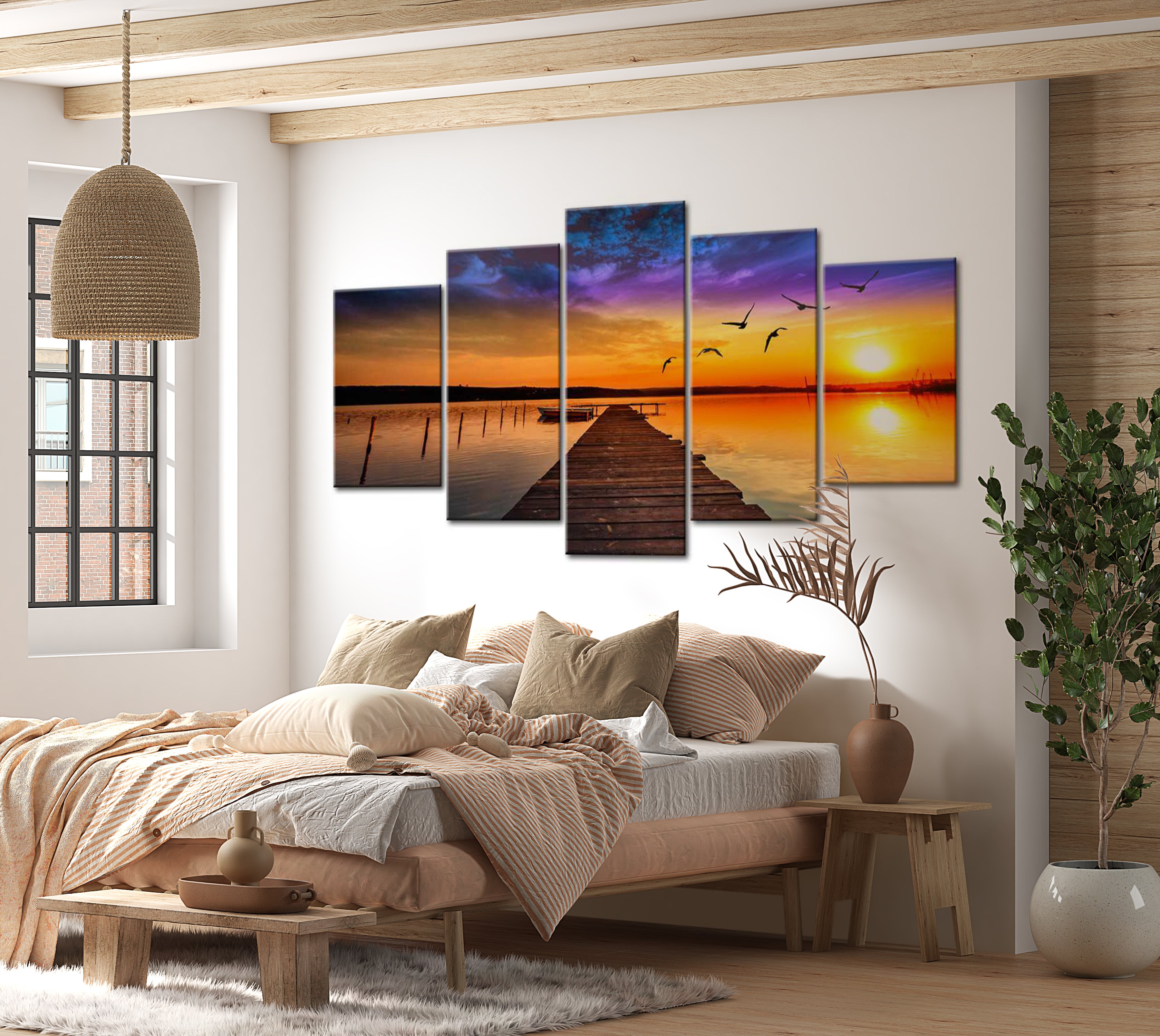 Stretched Canvas Landscape Art - Romantic Lake 40"Wx20"H