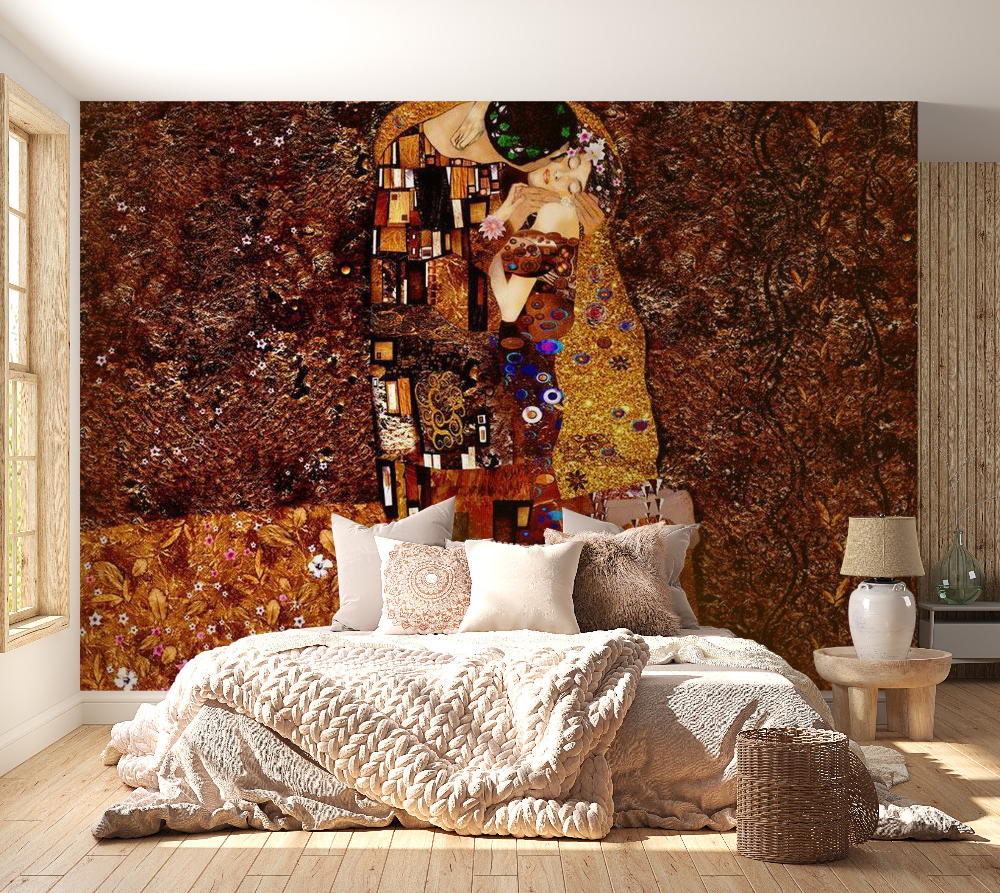 Abstract Wallpaper Wall Mural - Klimt Inspiration Image Of Love 02 59"Wx41"H