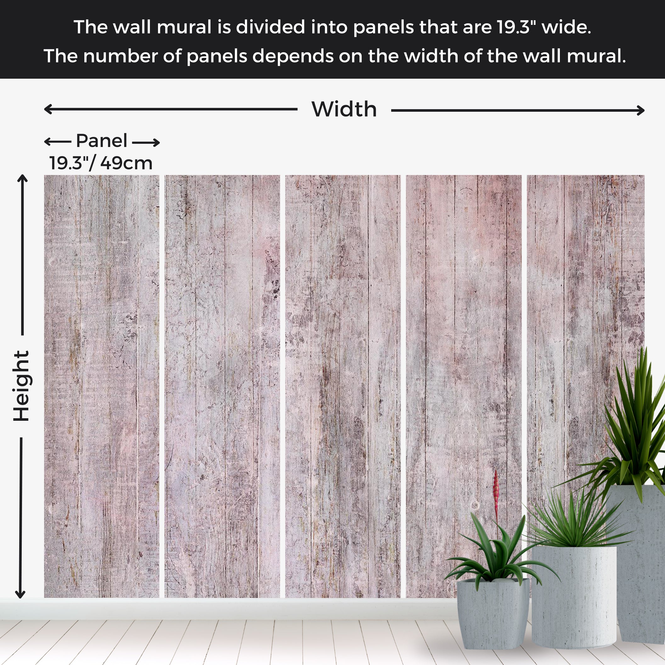 Peel & Stick Wall Mural - Beige Boho Rustic Wood 38"Wx27"H