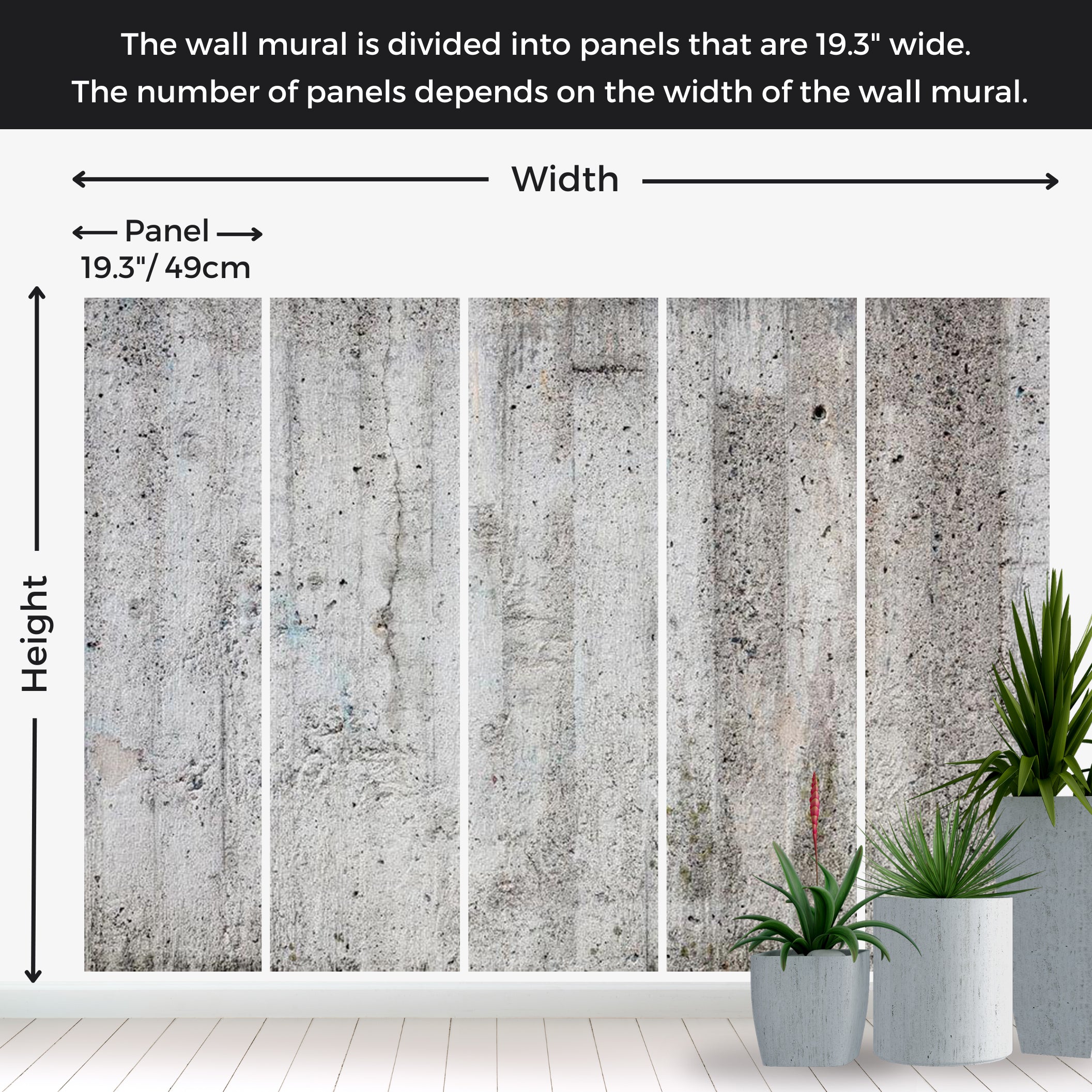 Peel & Stick Wall Mural - Grey Concrete Emperor 38"Wx27"H