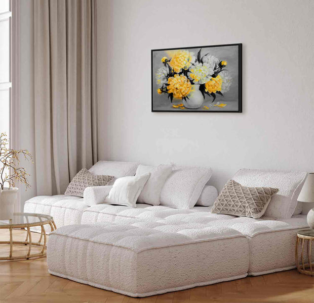 Floating Framed Canvas Art - Fragrant Colors Yellow