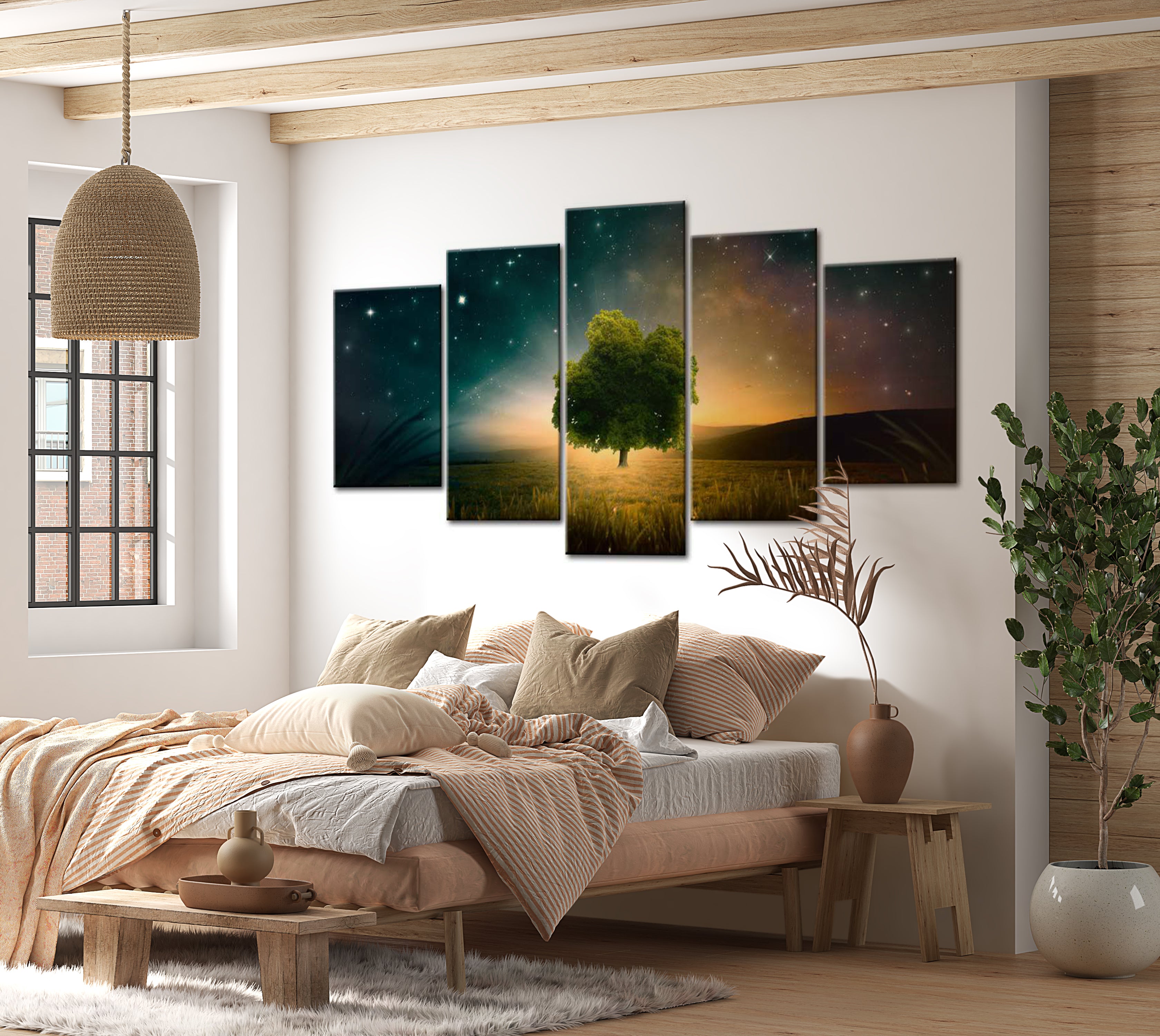 Stretched Canvas Landscape Art - Valley Of Stars 40"Wx20"H