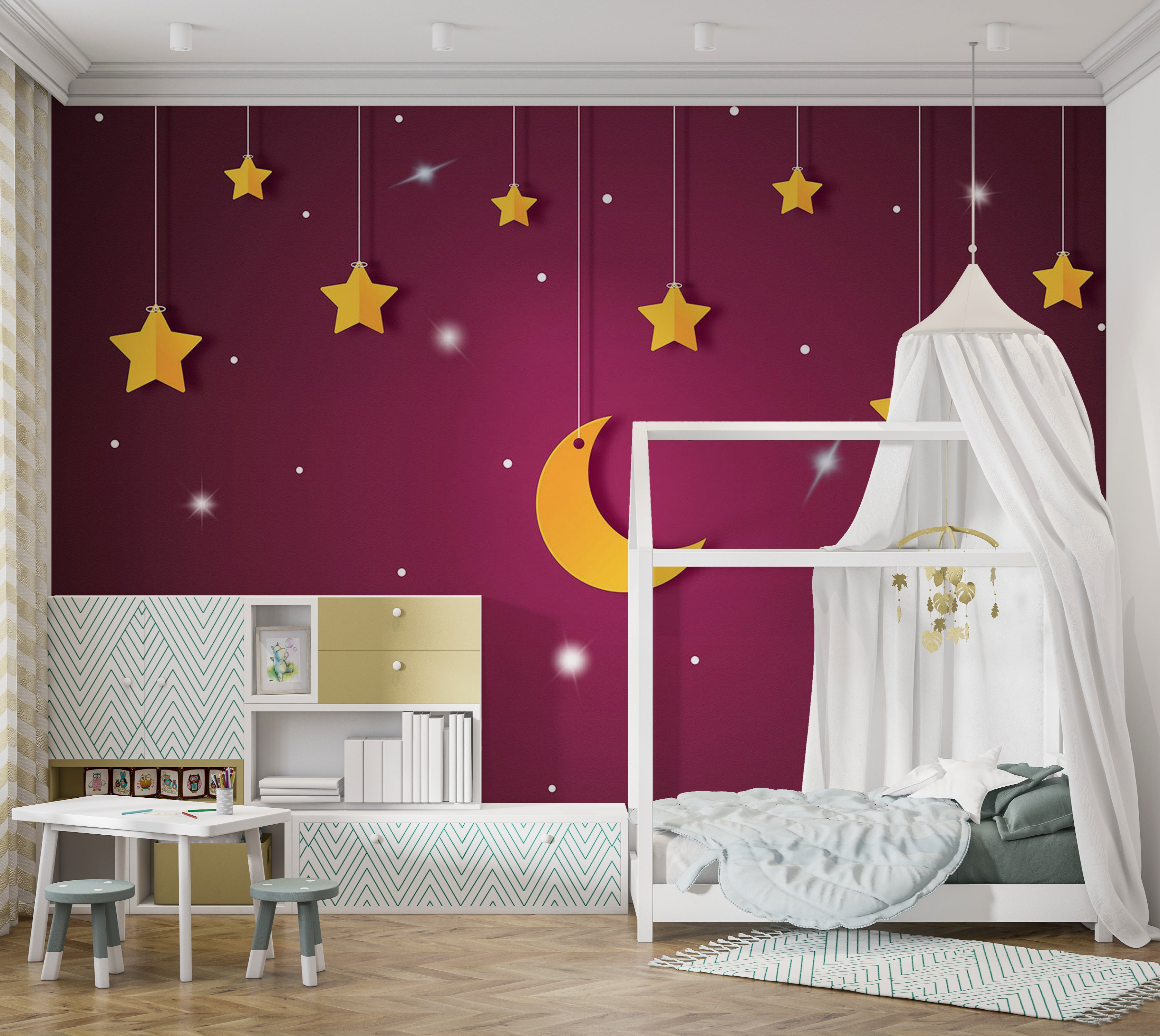 Kids Wallpaper Wall Mural - Violet Night Sky 39"Wx27"H / Standard