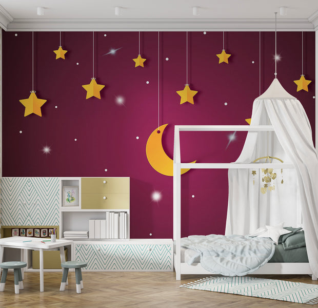 Kids Wallpaper Wall Mural - Violet Night Sky 39"Wx27"H / Standard