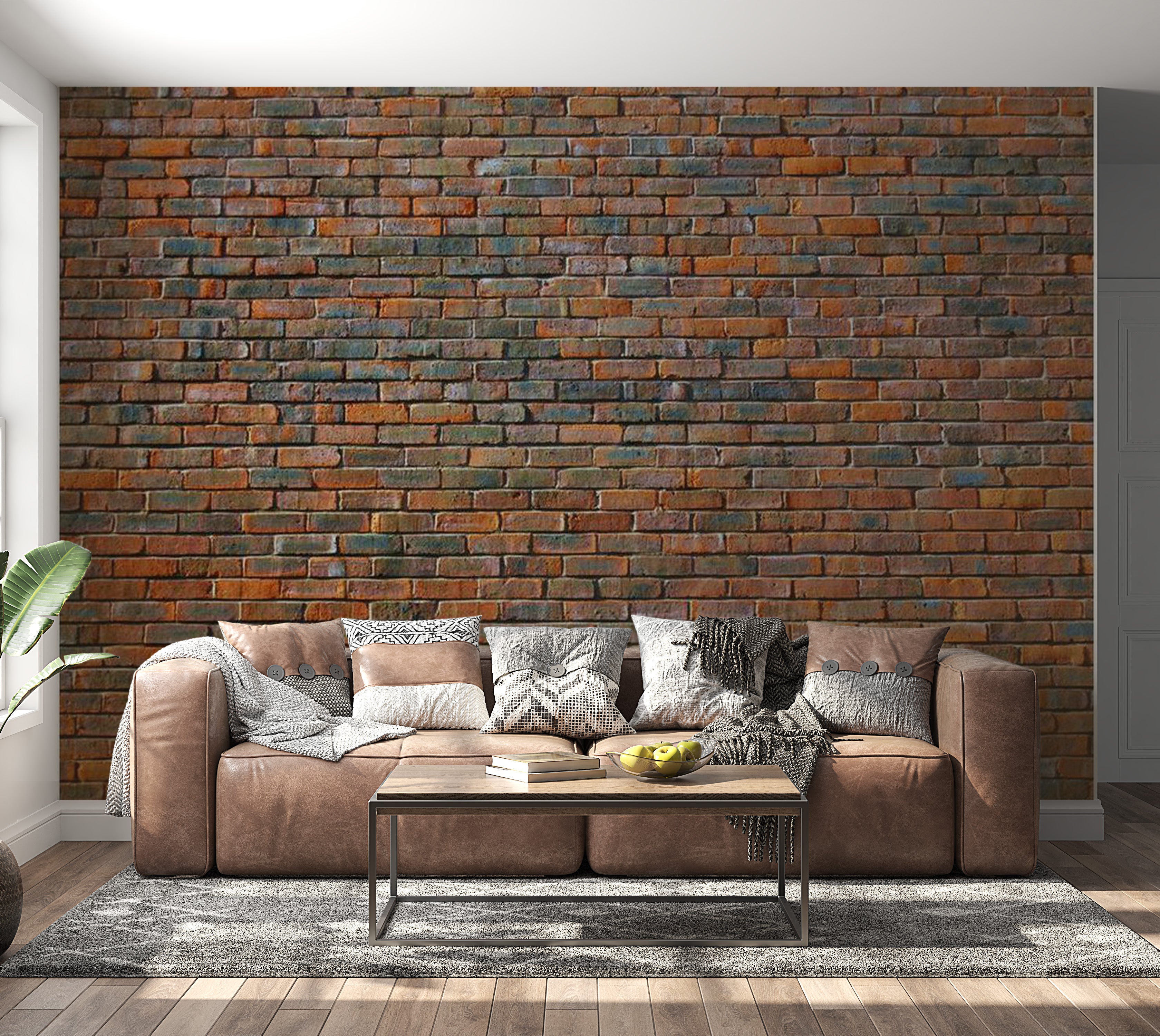 Background & Patterns Wallpaper Wall Mural - Red Black Brick Wall 118"Wx90"H