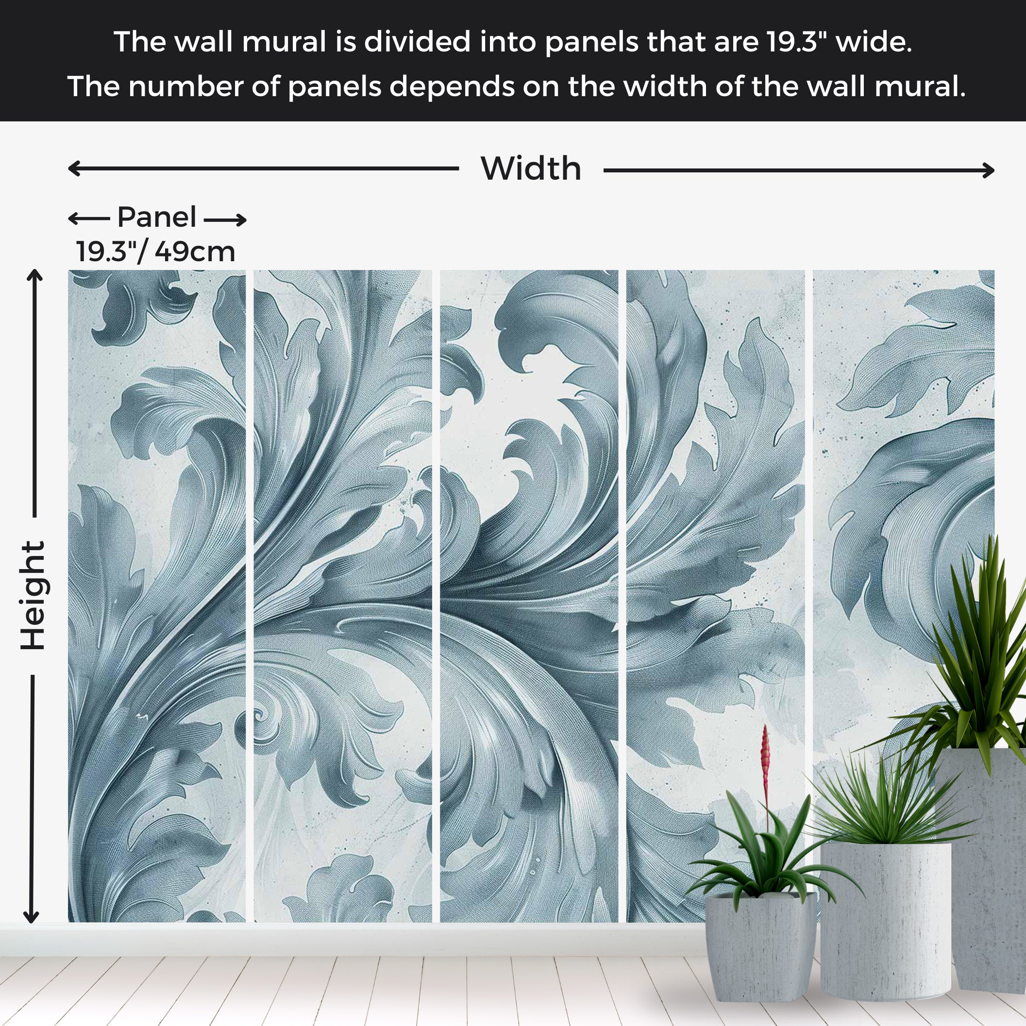 Peel & Stick Wall Mural - Light Blue Baroque 38"Wx27"H