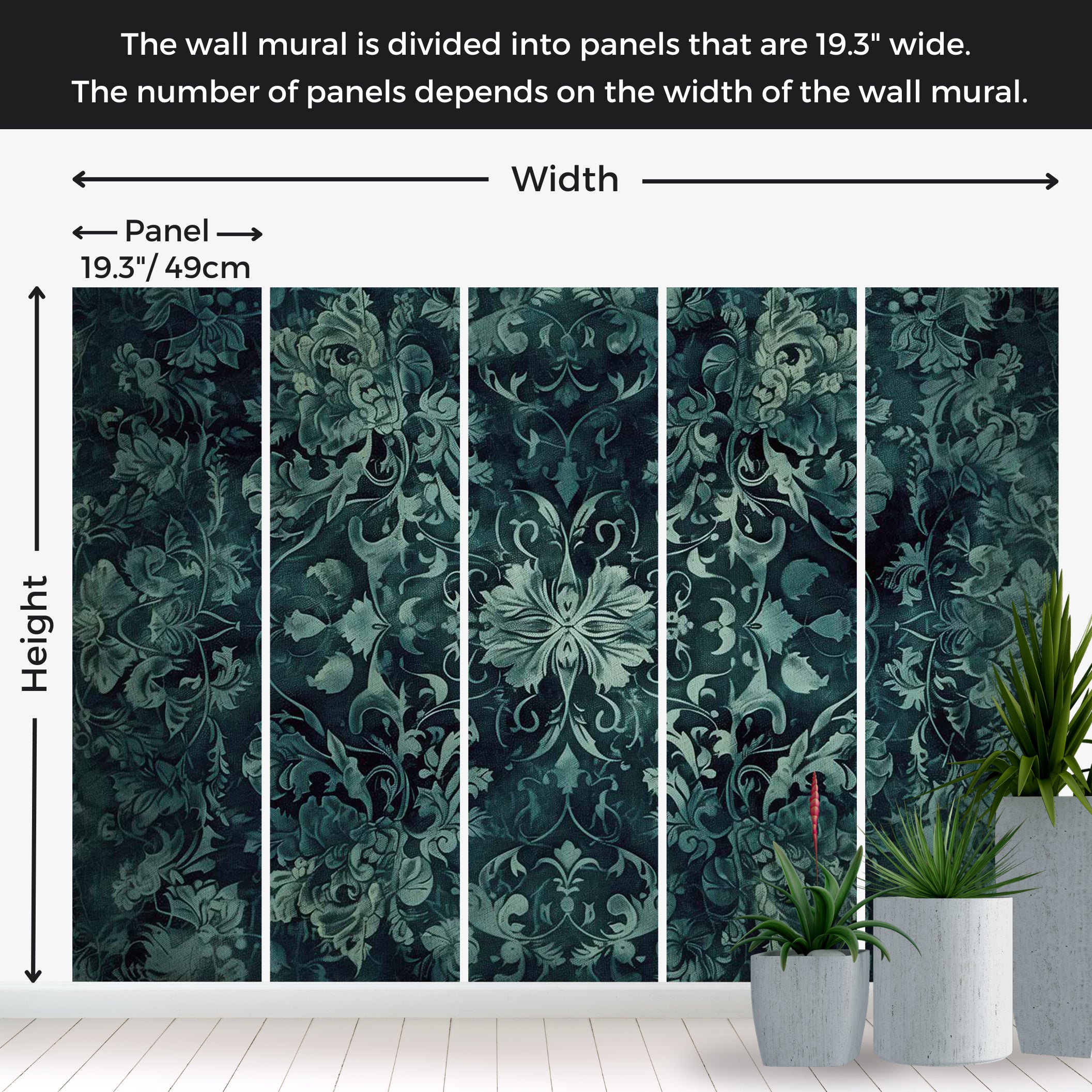 Peel & Stick Wall Mural - Oriental Emerald Carpet 38"Wx27"H