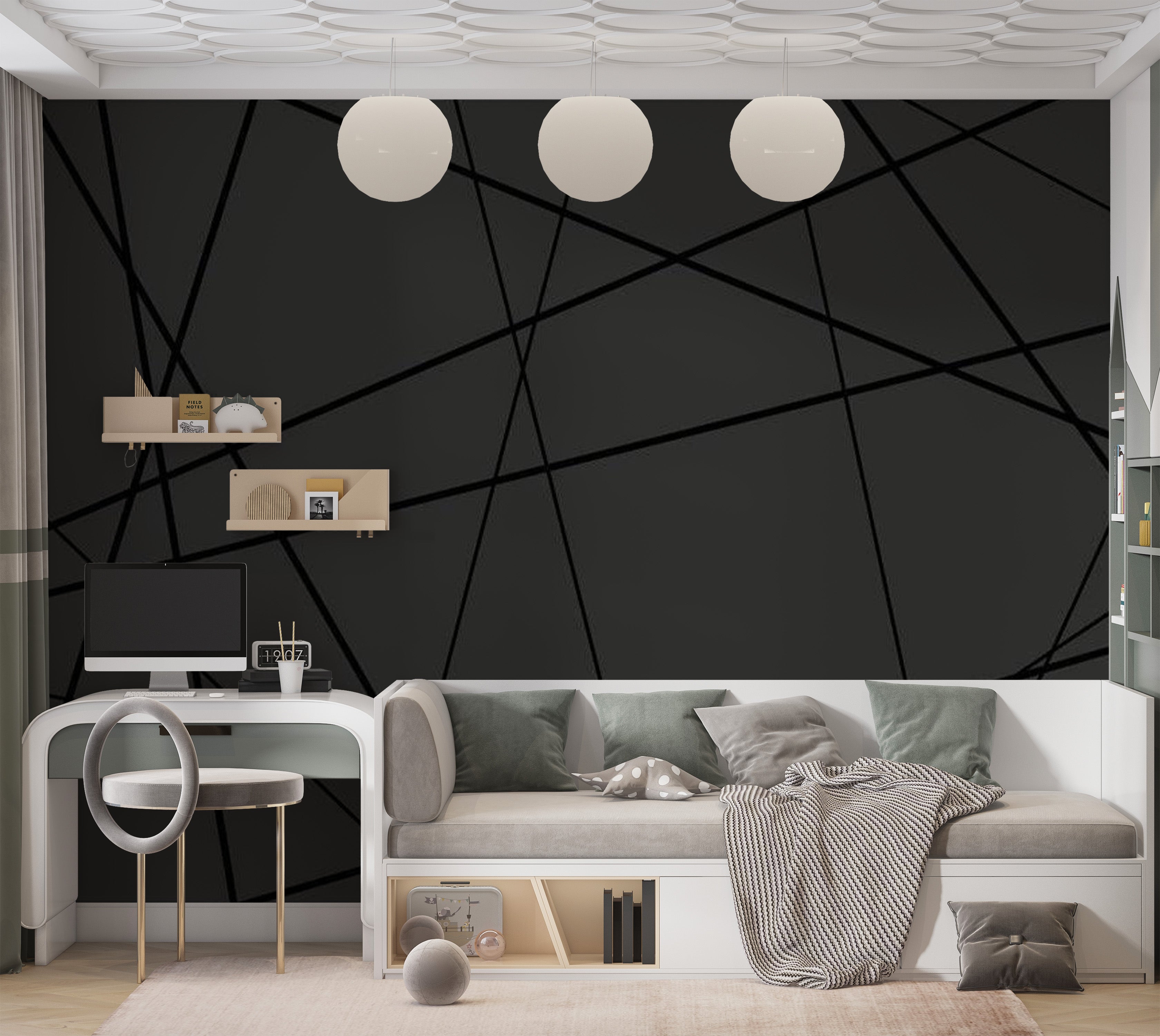 Abstract Wallpaper Wall Mural - Dark Intersection 39"Wx27"H