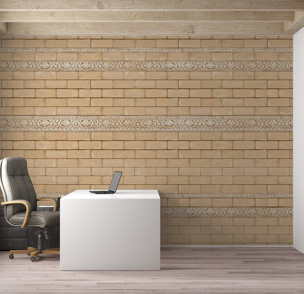 Background & Patterns Wallpaper Wall Mural - Brick With Ornaments 39"Wx27"H