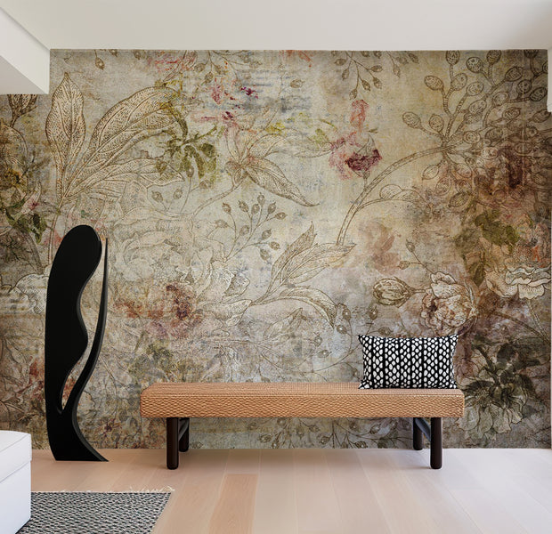 Peel & Stick Floral Wall Mural - Old Postcard 38"Wx27"H