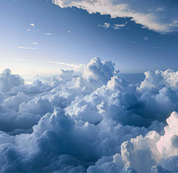 Peel & Stick Landscape Wall Mural - Fluffy Cloud Formations 38"Wx27"H