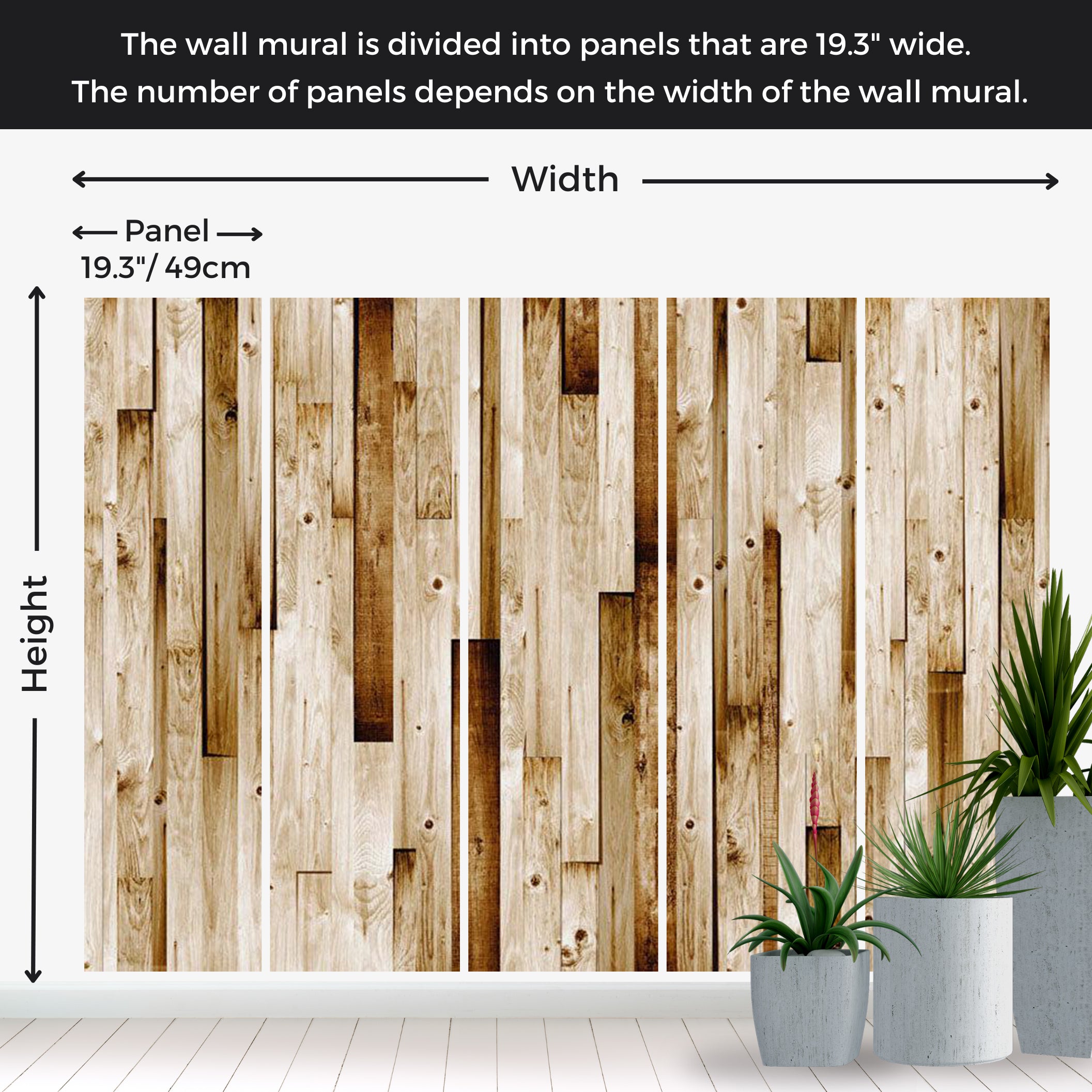 Peel & Stick Wall Mural - Blank Wooden Boards 38"Wx27"H