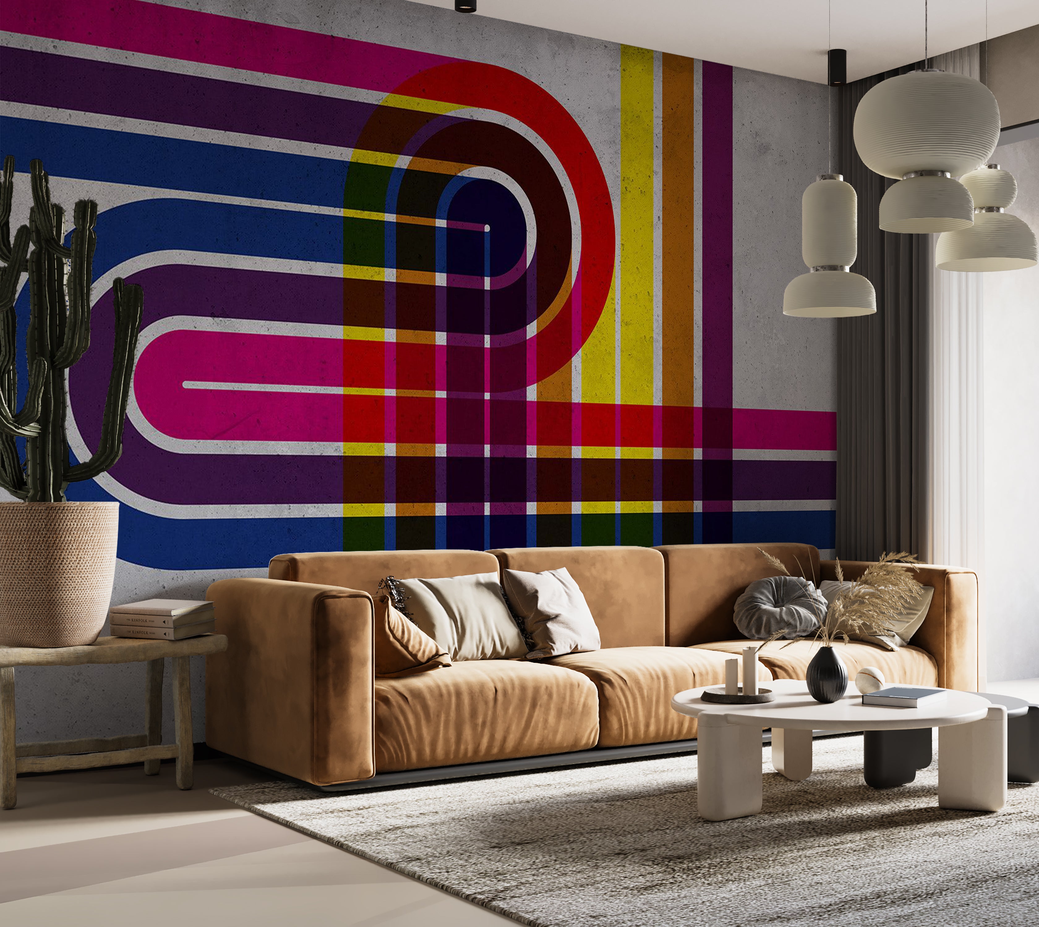 Abstract Wallpaper Wall Mural - Technicolor 39"Wx27"H / Standard