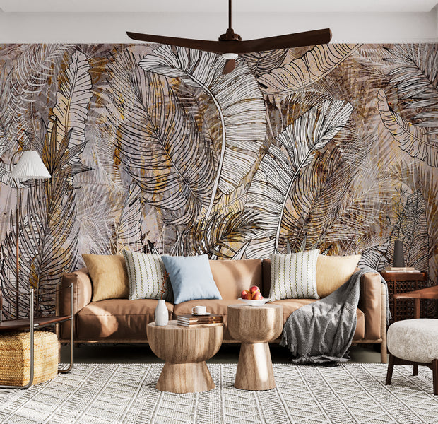 Botanical Wallpaper Wall Mural - Honey Plumes 39"Wx27"H / Standard