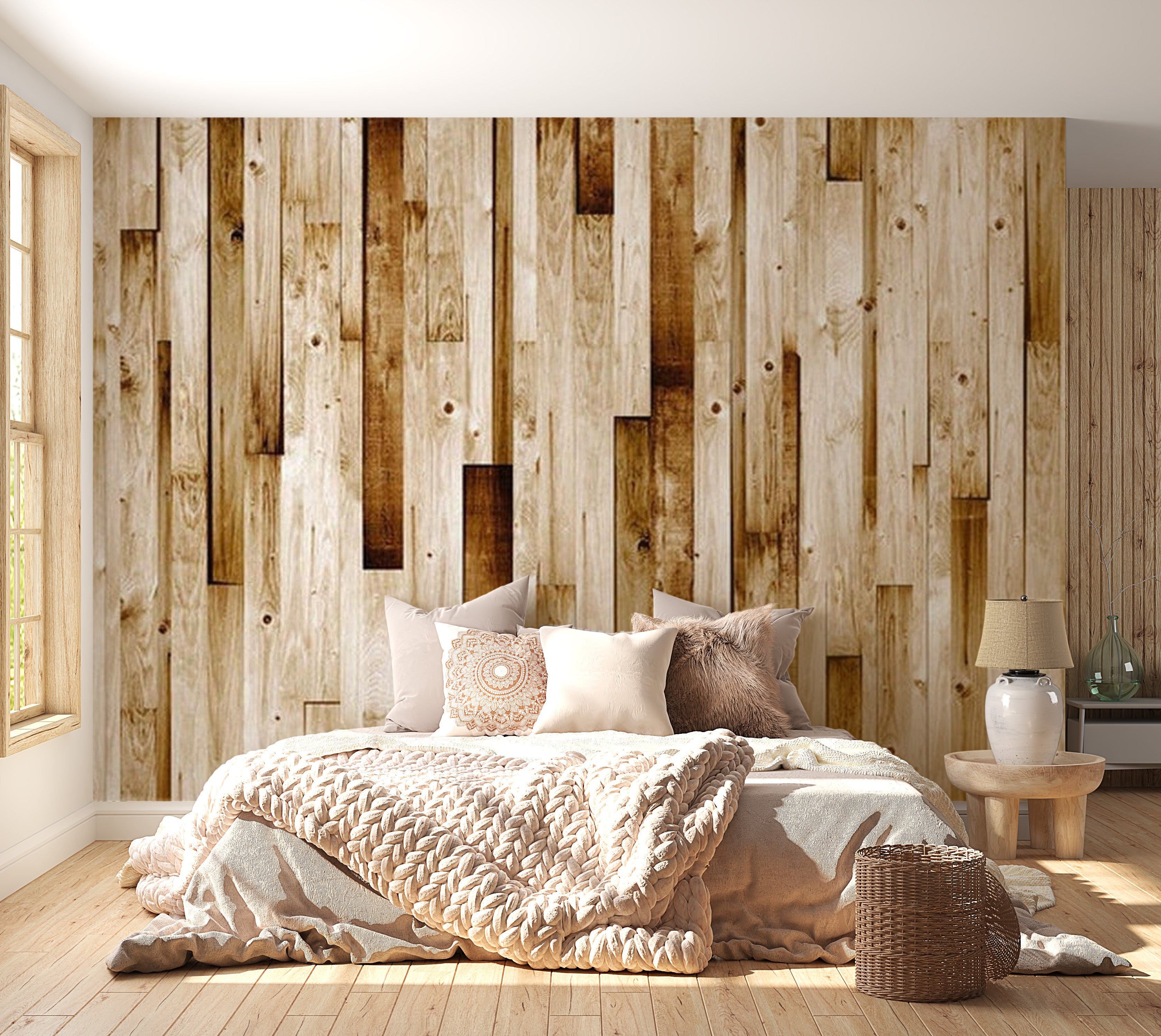 Background & Patterns Wallpaper Wall Mural - Wooden Boards 39"Wx27"H