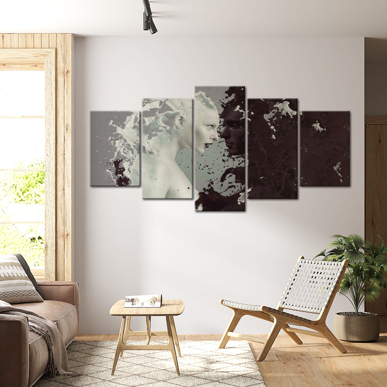 Abstract Canvas Wall Art - Black Or White 5 Pieces