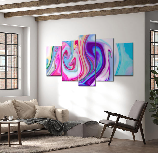 Abstract Canvas Wall Art - Pastel Ponds - 5 Pieces