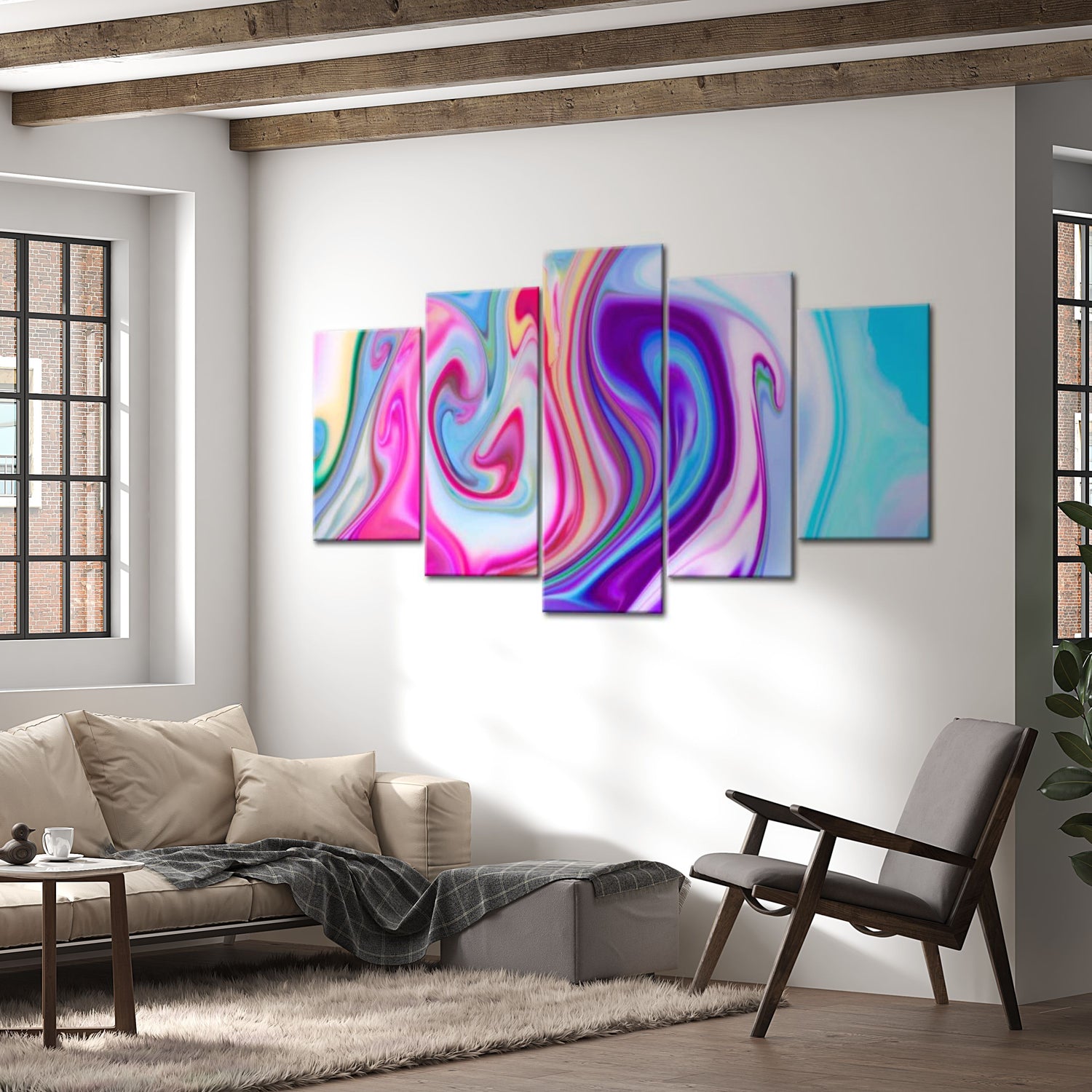 Abstract Canvas Wall Art - Pastel Ponds