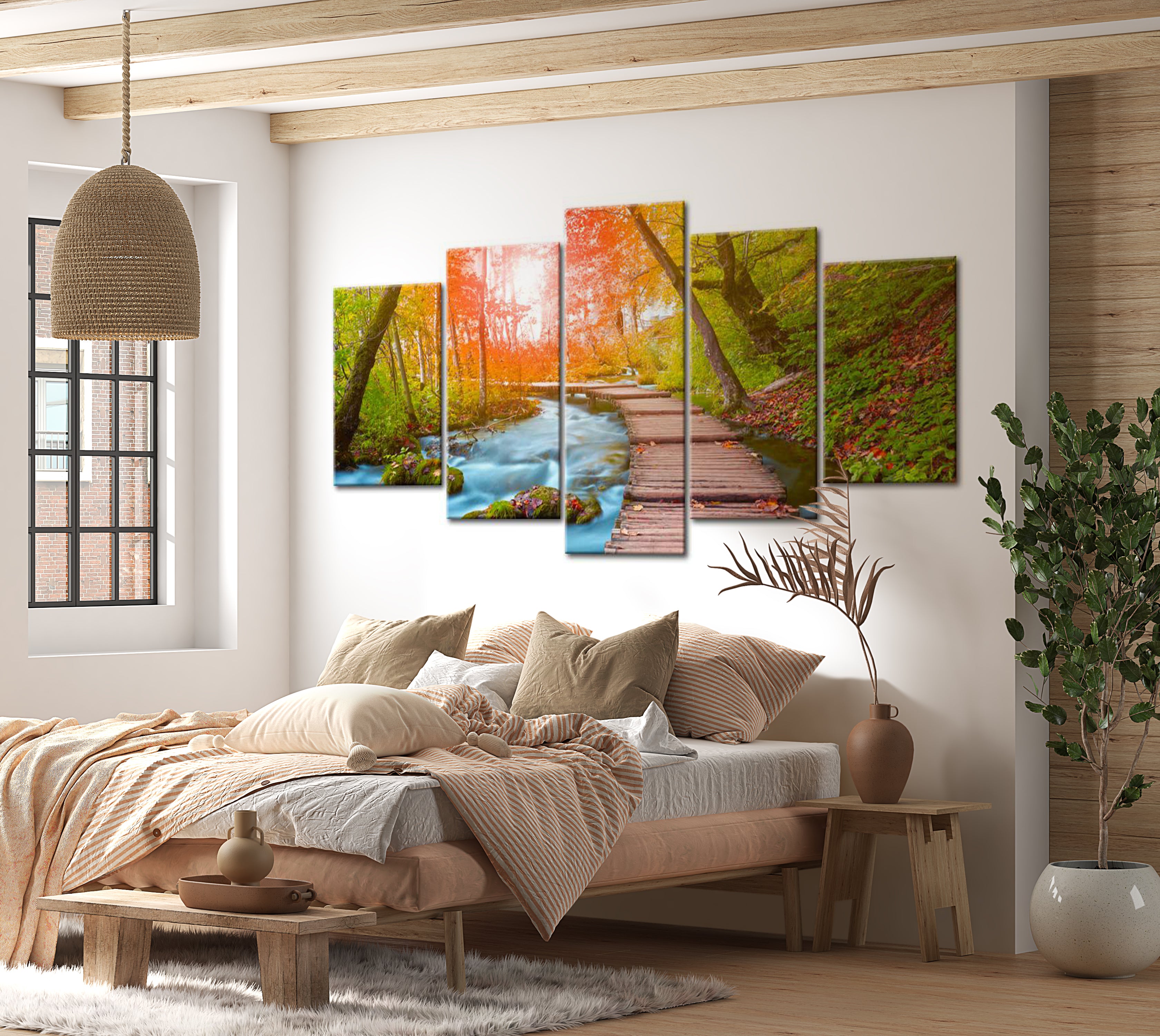 Stretched Canvas Landscape Art - By The Riverside 40"Wx20"H