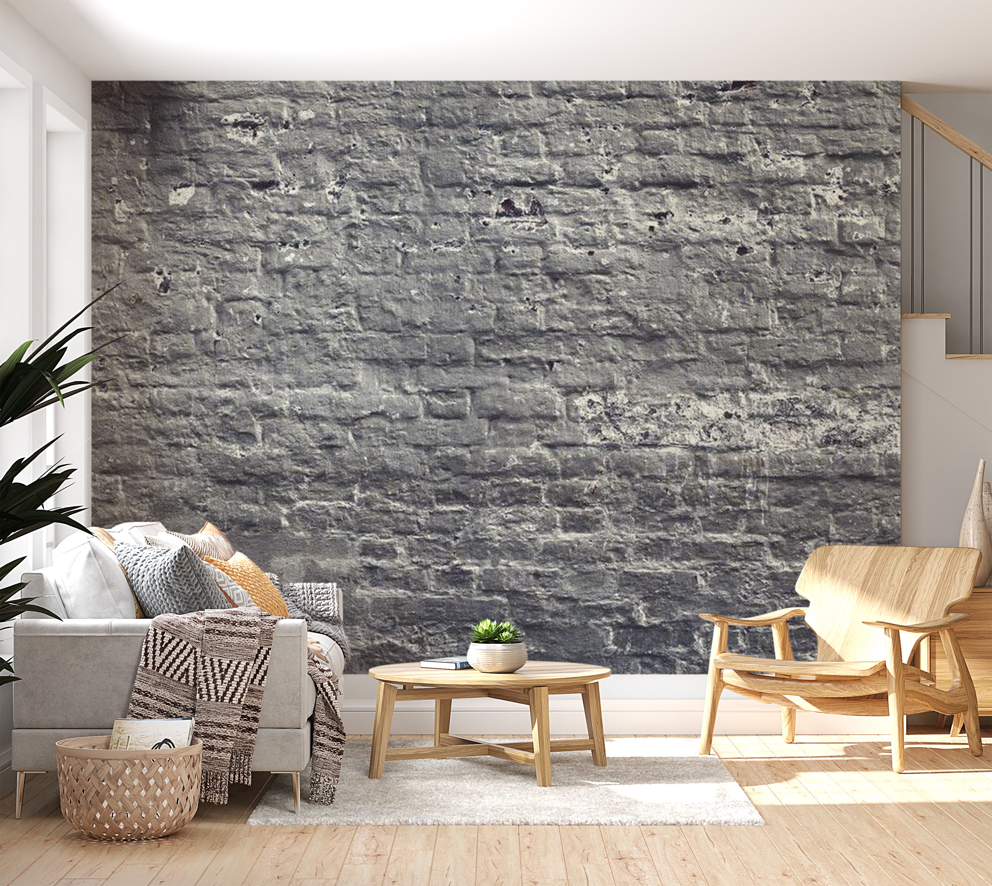 Background & Patterns Wallpaper Wall Mural - Dark Grey Painted Brick Wall 39"Wx27"H