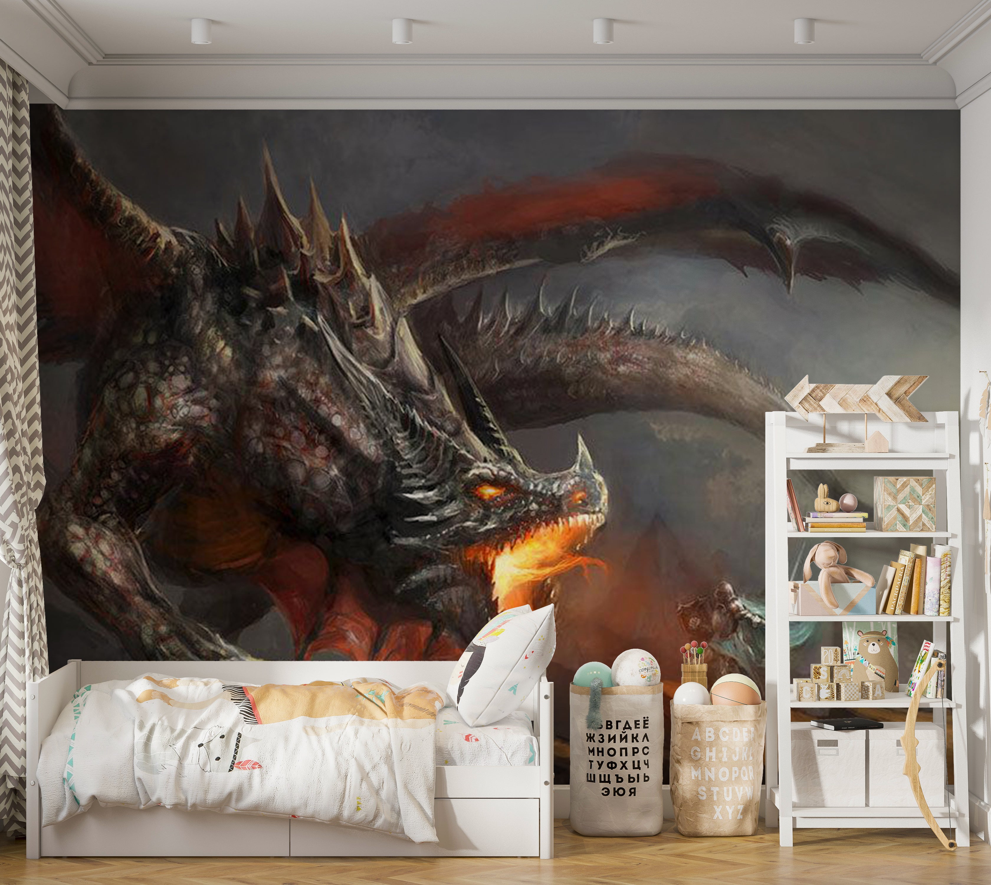 Fiction Wallpaper Wall Mural - Dragon Fire 39"Wx27"H / Standard