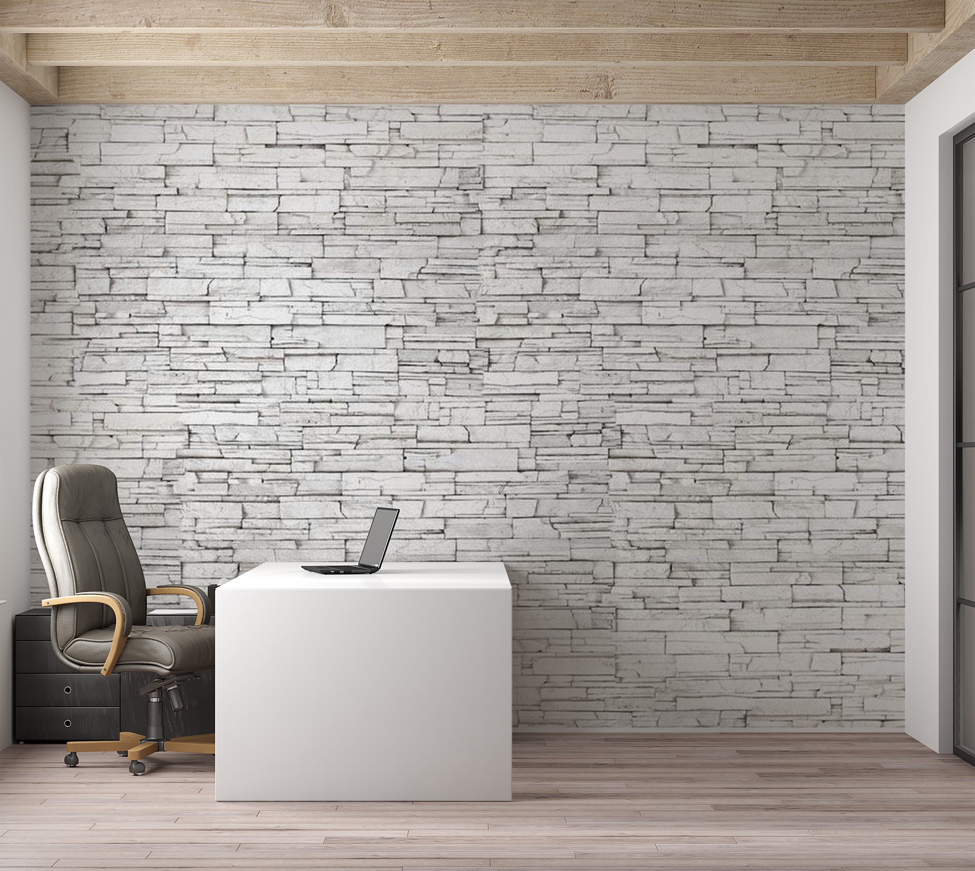 Background & Patterns Wallpaper Wall Mural - White Brick 39"Wx27"H