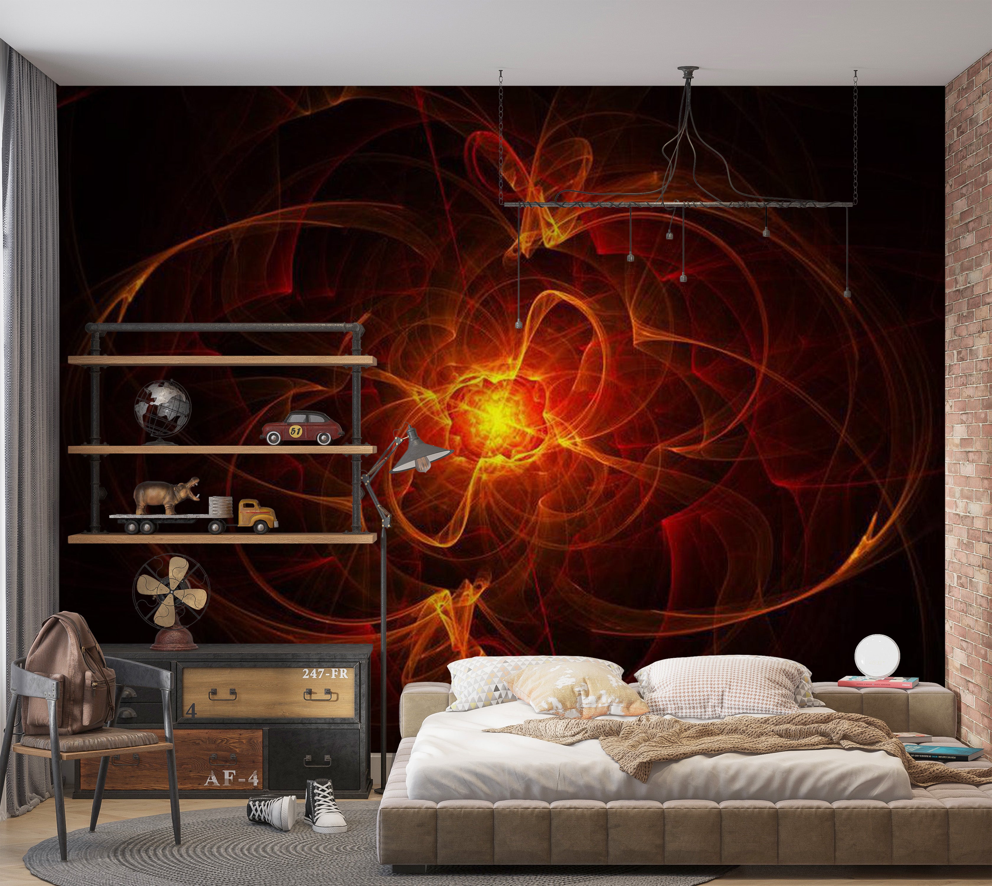 Abstract Wallpaper Wall Mural - Abstract Fire 118"Wx90"H