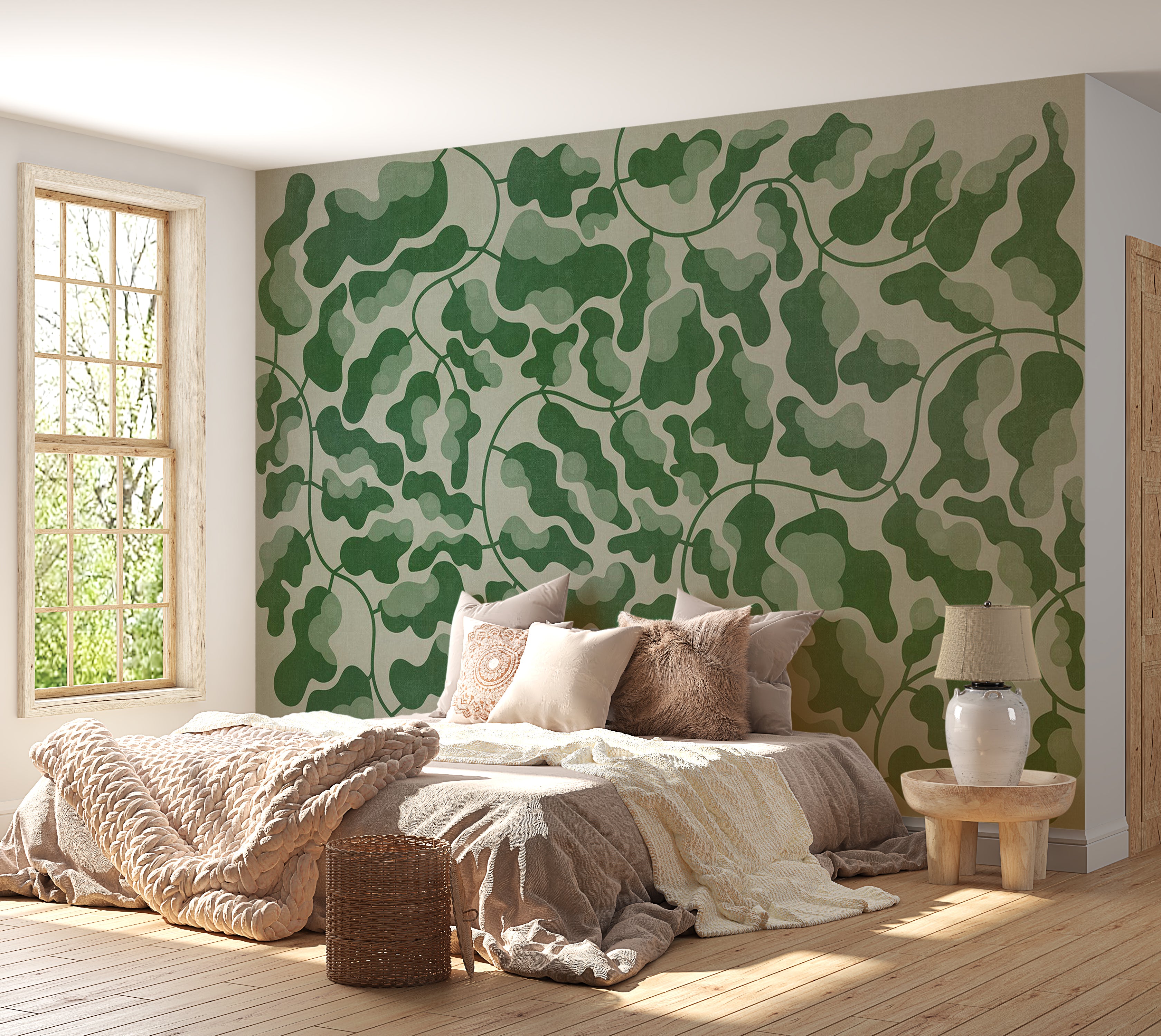 Peel & Stick Botanical Wall Mural - Green Labyrinth 38"Wx27"H