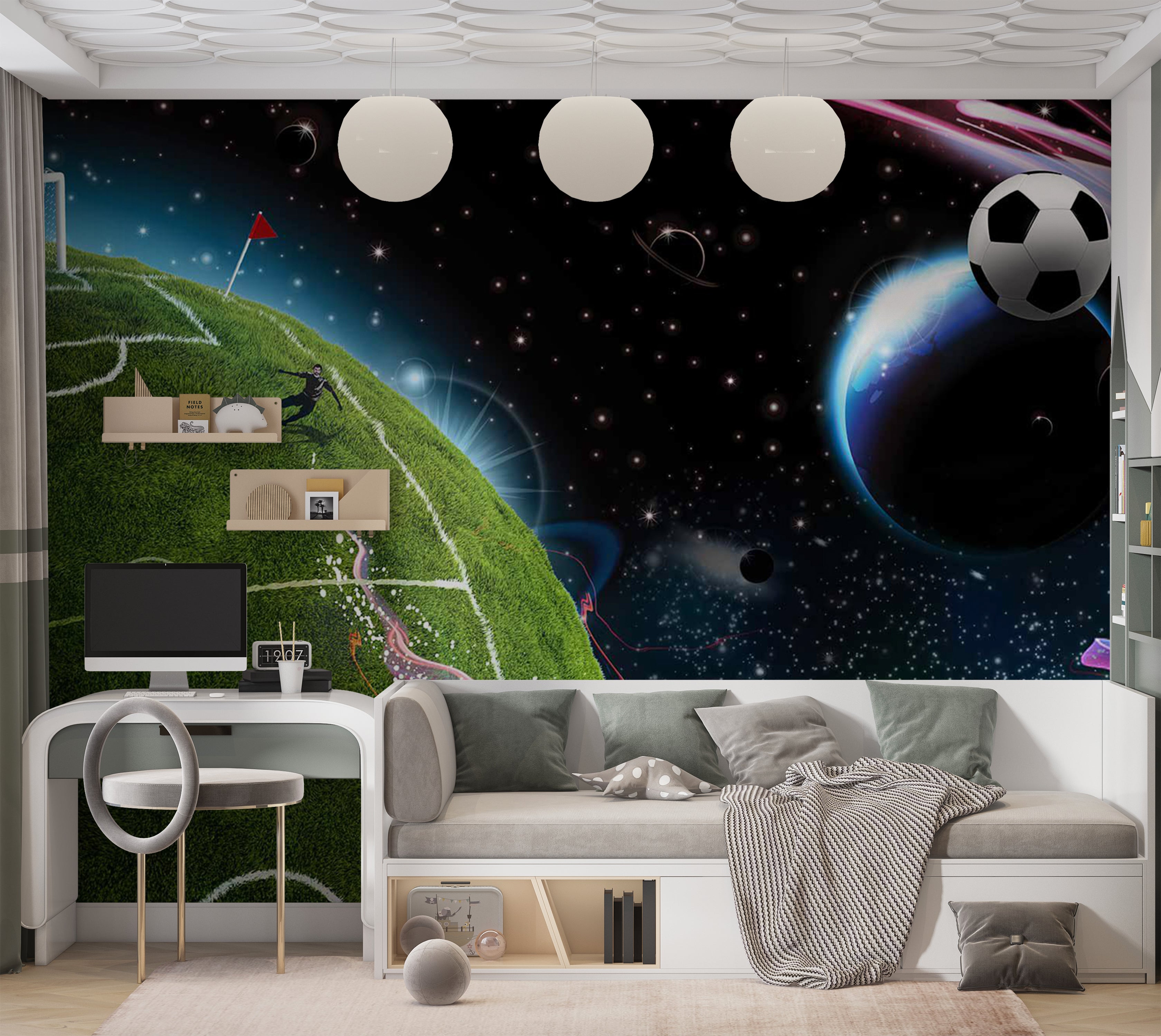 Peel & Stick Sports Wall Mural - Football Space Match 38"Wx27"H