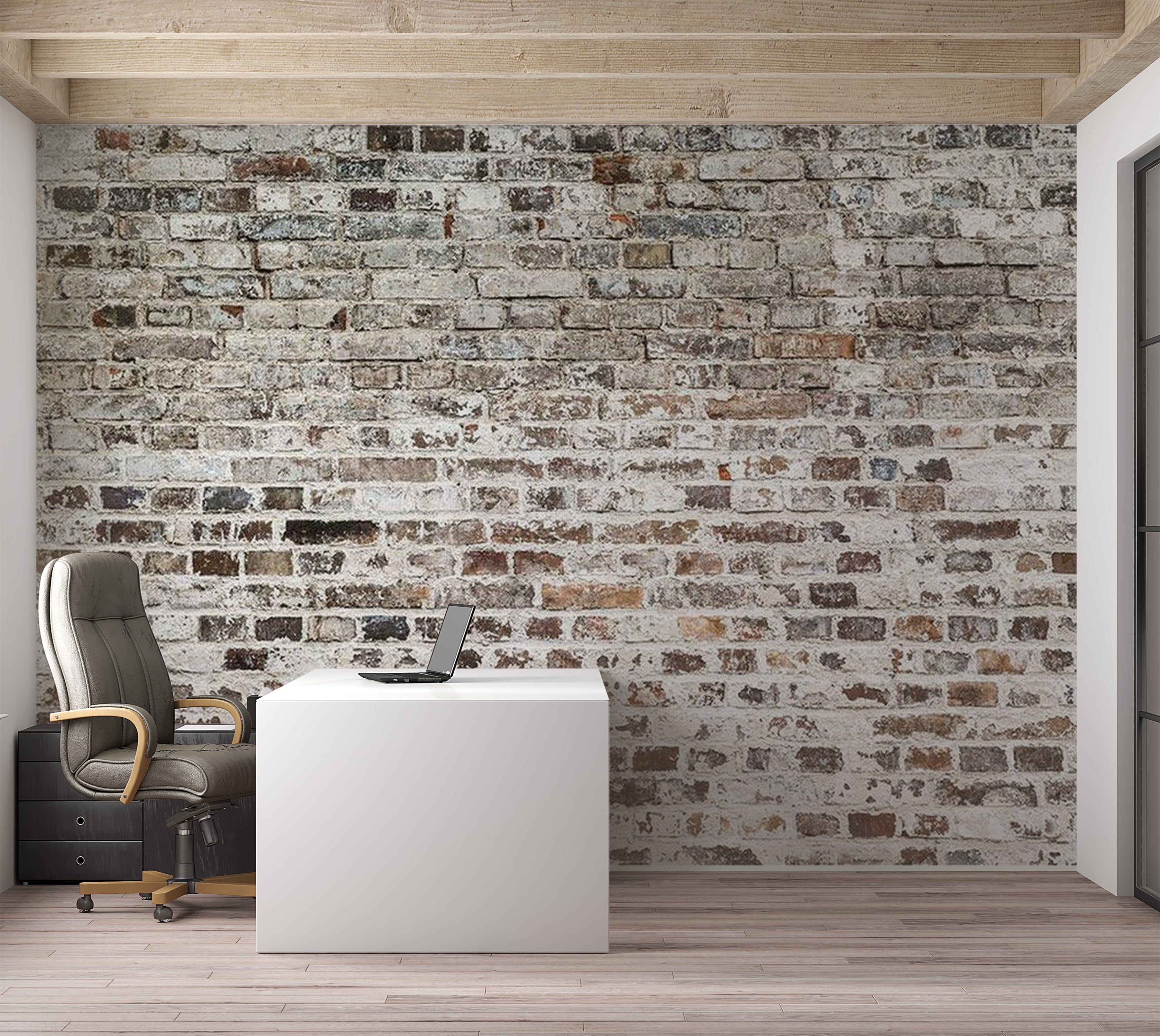 Background & Patterns Wallpaper Wall Mural - Old Weathered Grey Brick Wall 39"Wx27"H