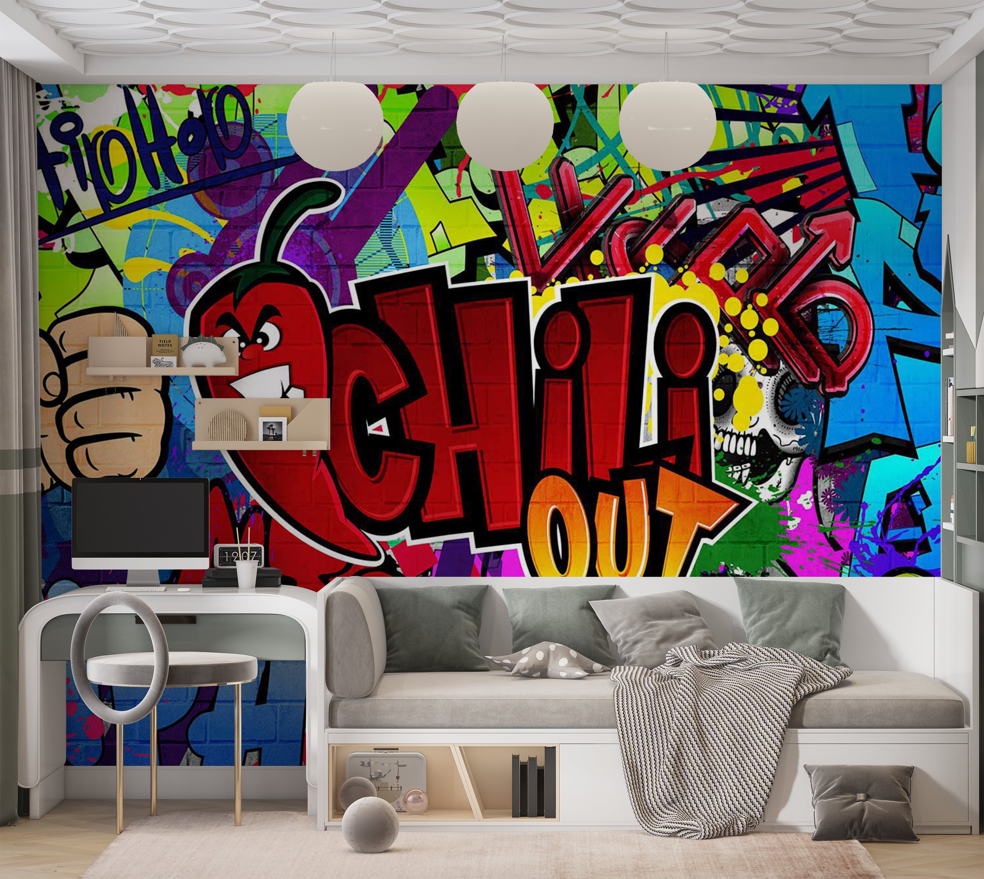 Peel & Stick Street Art Wall Mural - Chili Out 38"Wx27"H