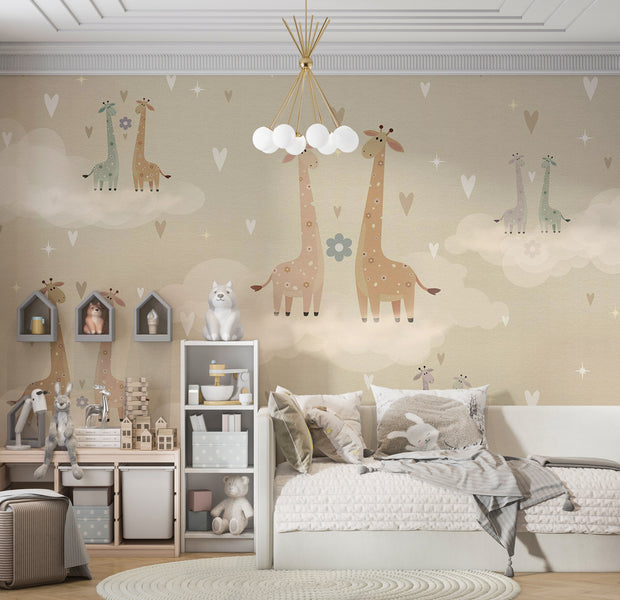 Peel & Stick Kids Wall Mural - Giraffes in Love 38"Wx27"H