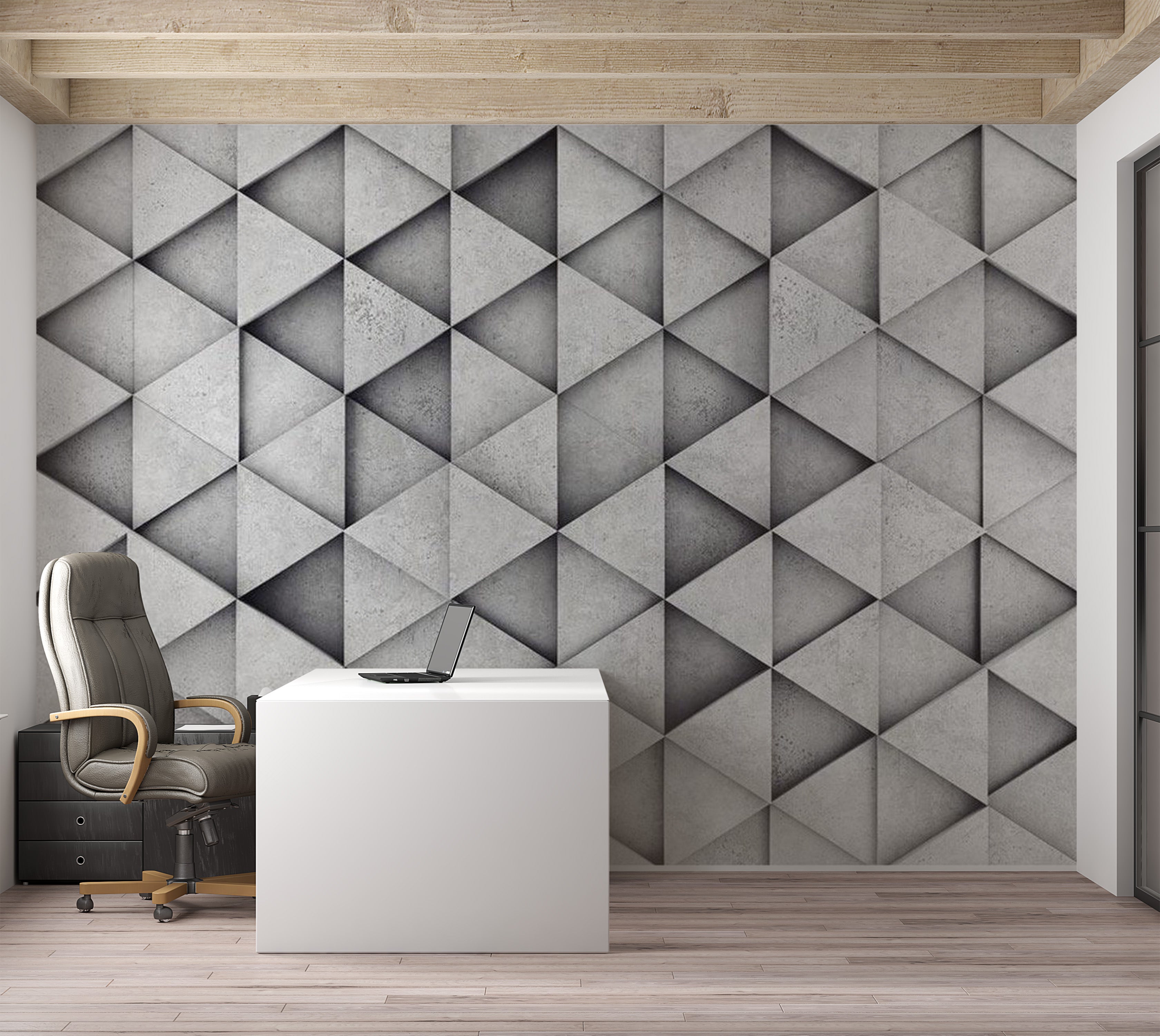 Background & Patterns Wallpaper Wall Mural - Grey Concrete Triangles 39"Wx27"H