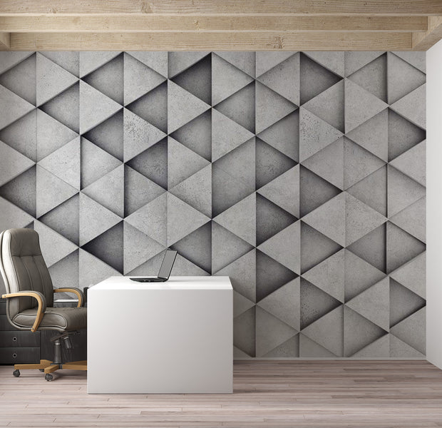 Background & Patterns Wallpaper Wall Mural - Grey Concrete Triangles 39"Wx27"H