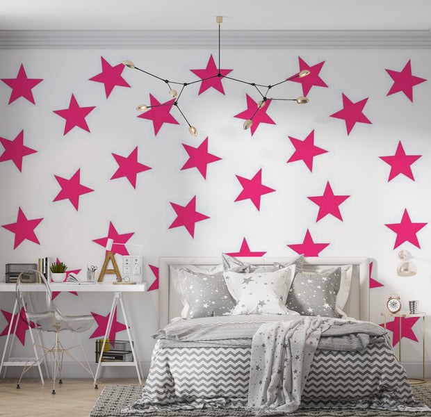 Abstract Wallpaper Wall Mural - Pink Star 39"Wx27"H