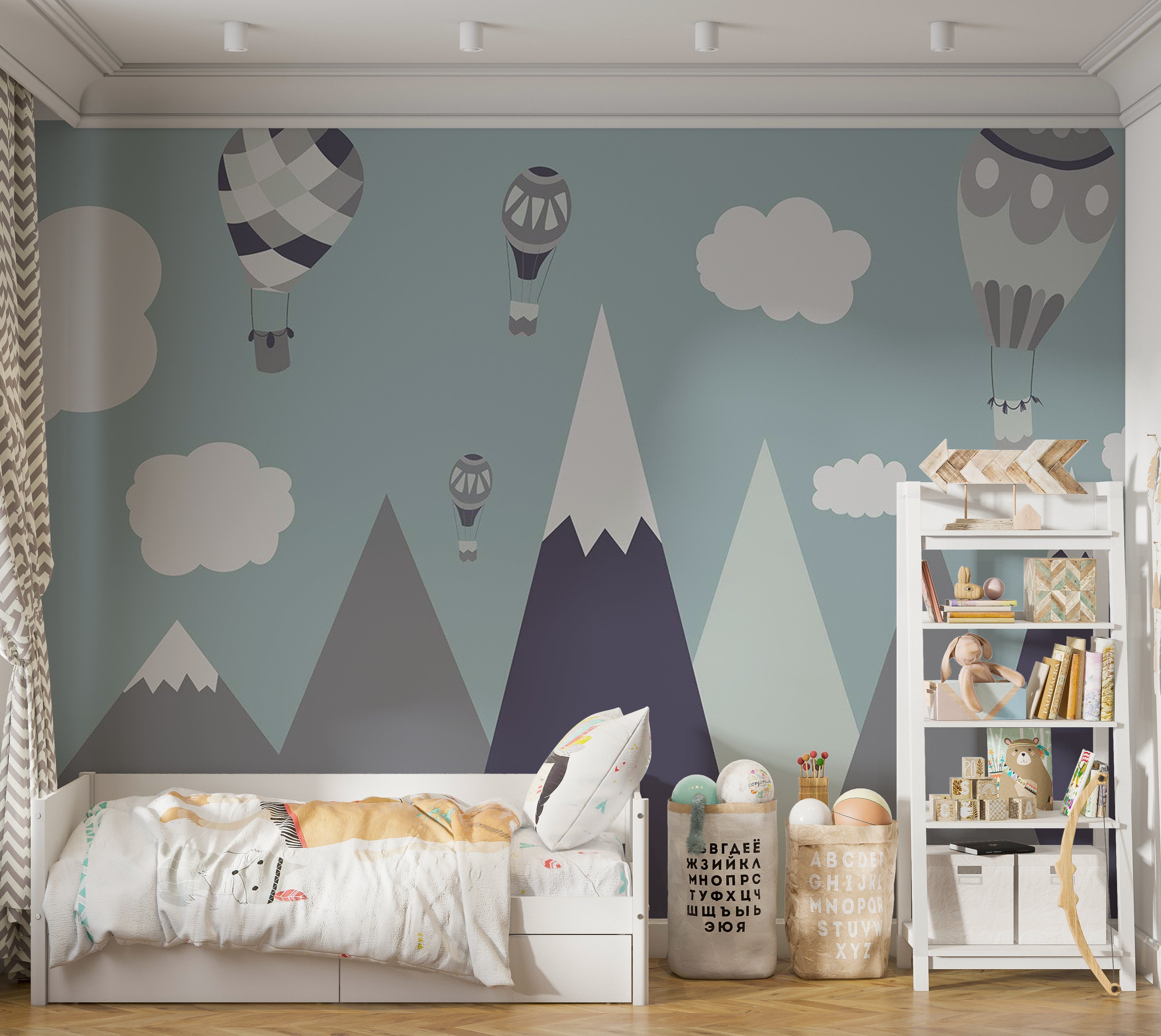 Kids Wallpaper Wall Mural - Balloon Land 39"Wx27"H / Standard