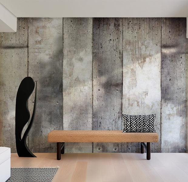 Background & Patterns Wallpaper Wall Mural - Grey Concrete Modern Stripes 39"Wx27"H