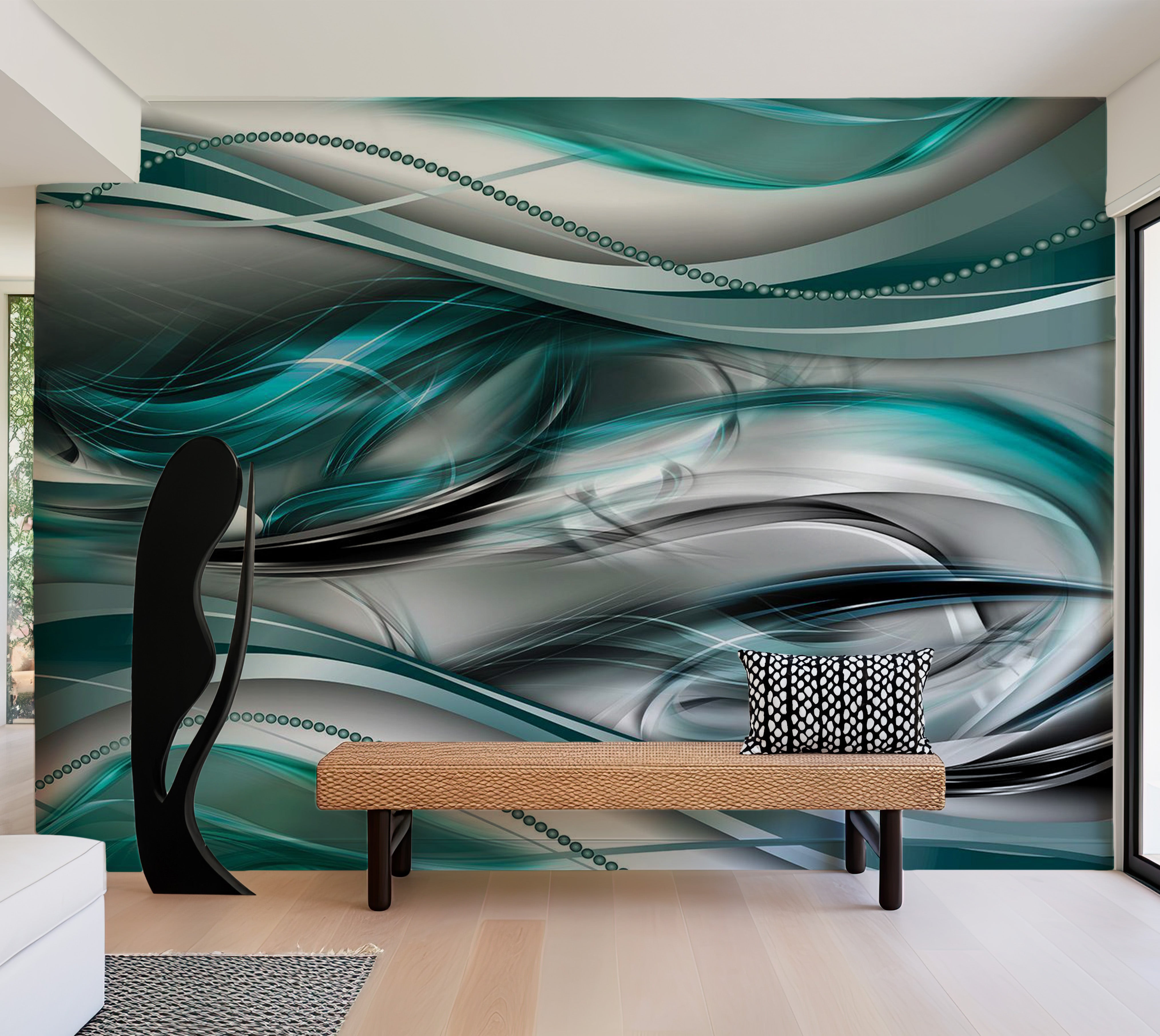 Abstract Wallpaper Wall Mural - Tunnels Green 39"Wx27"H