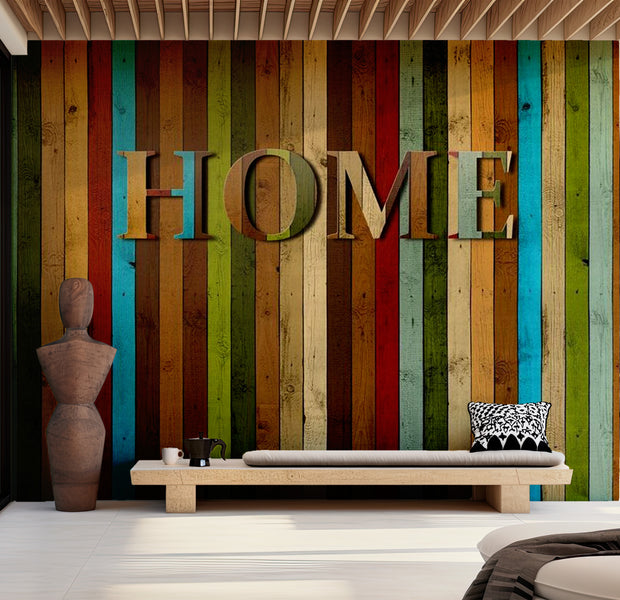 Background & Patterns Wallpaper Wall Mural - Home Mixed Wooden Planks 118"Wx90"H
